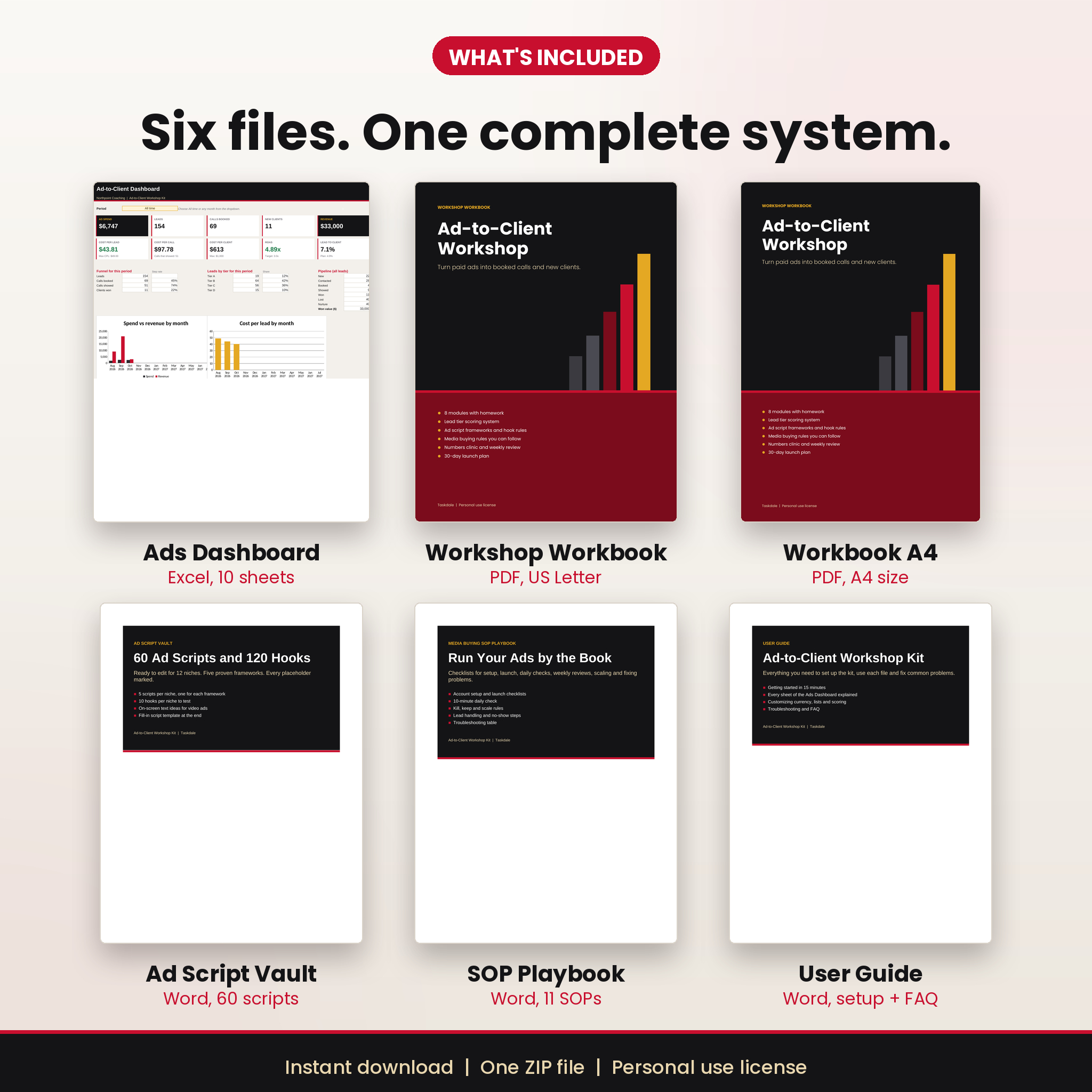 Six files included in the Ad-to-Client Workshop Kit