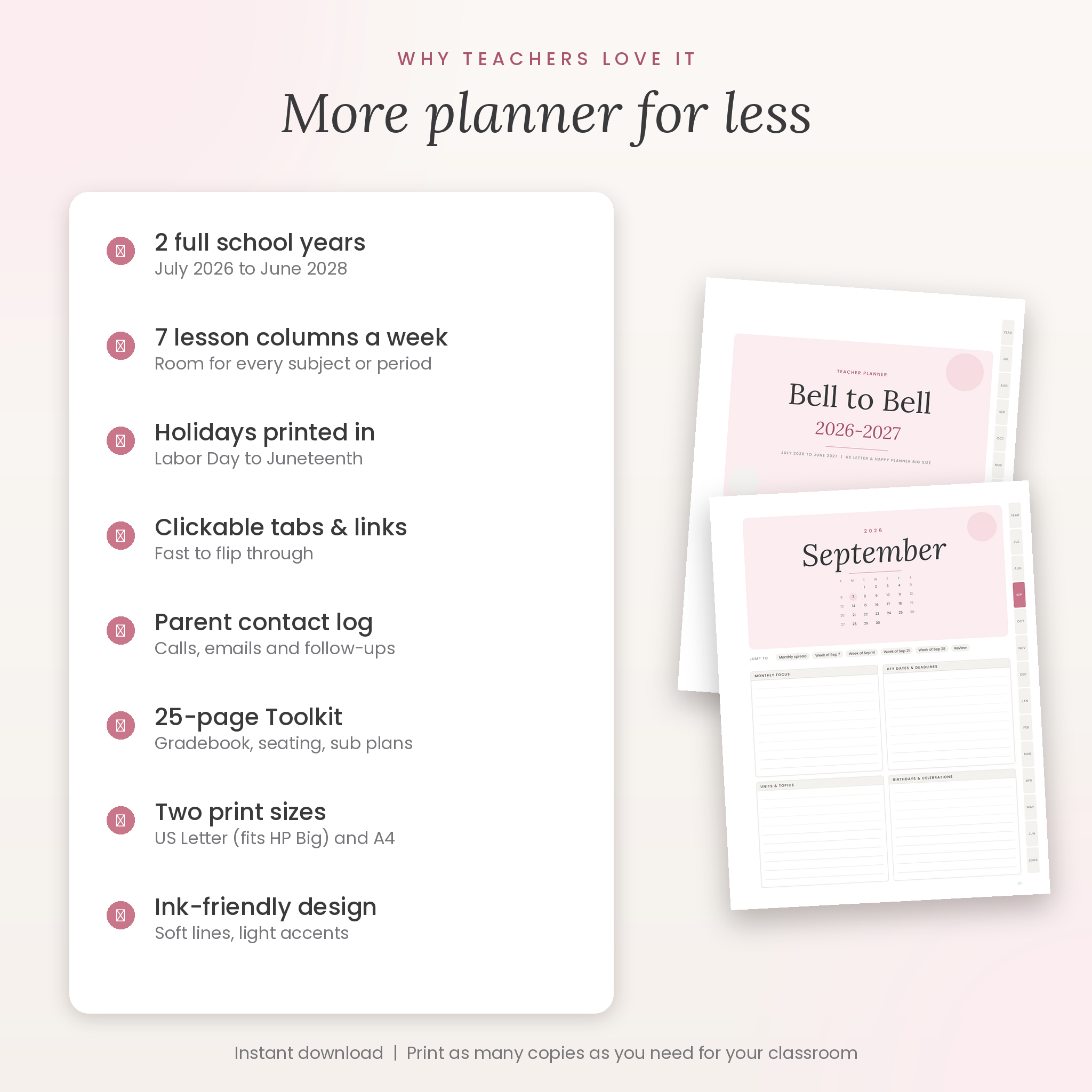 Benefits of the Bell to Bell teacher planner