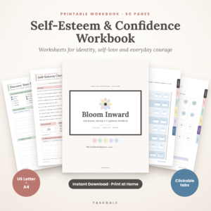 Bloom Inward self-esteem workbook printable cover and pages