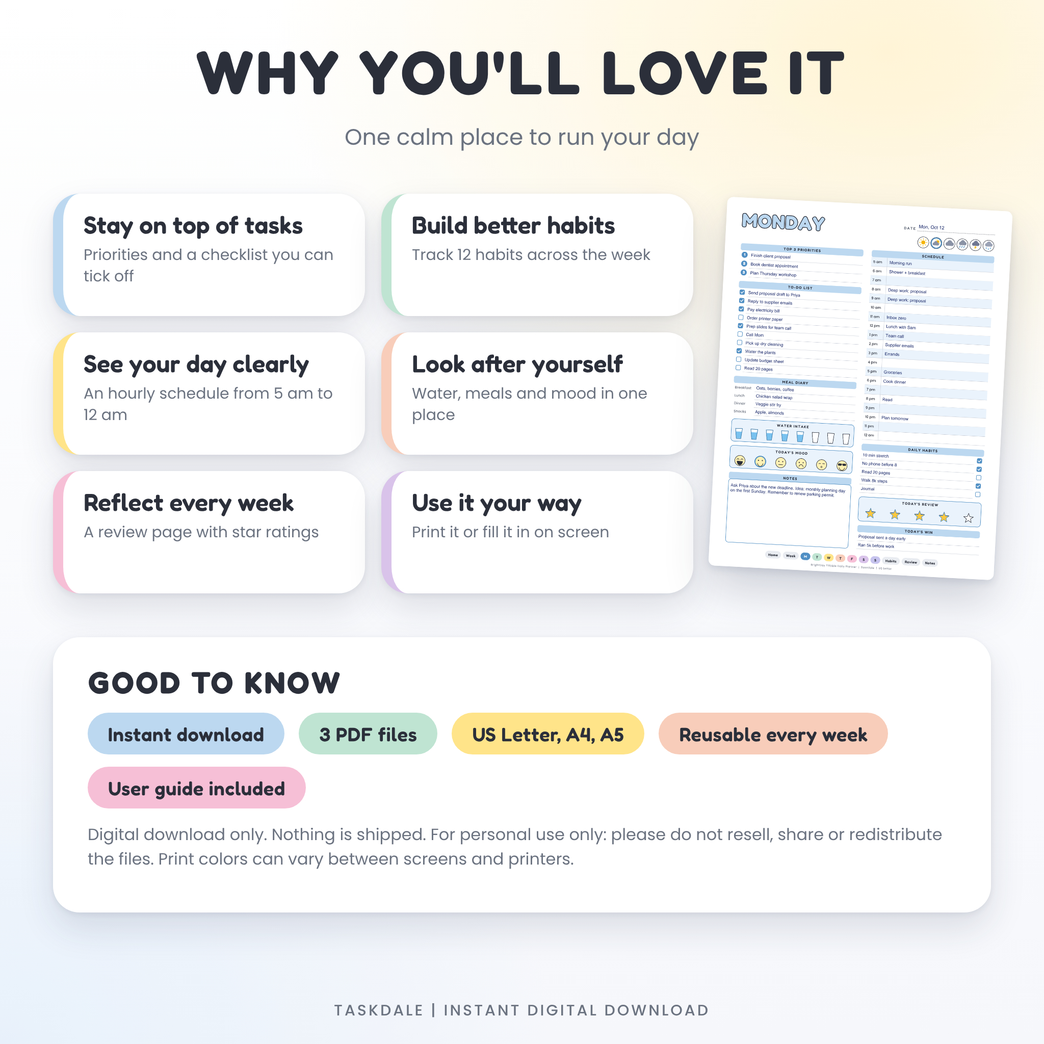 Why you will love the BrightDay Fillable Daily Planner