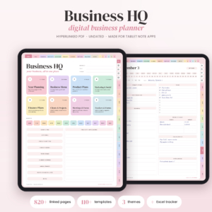 Business HQ digital business planner for GoodNotes and iPad, home page and daily page