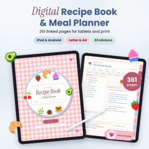 Butter & Basil Digital Recipe Book & Meal Planner: Hyperlinked GoodNotes Recipe Organizer with Grocery Lists, Pantry Inventory & Printable PDF