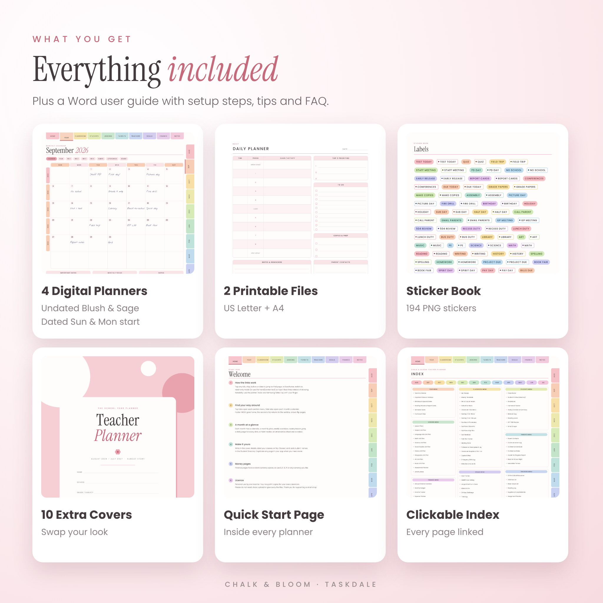 What's included: 4 digital planners, printables, stickers, covers