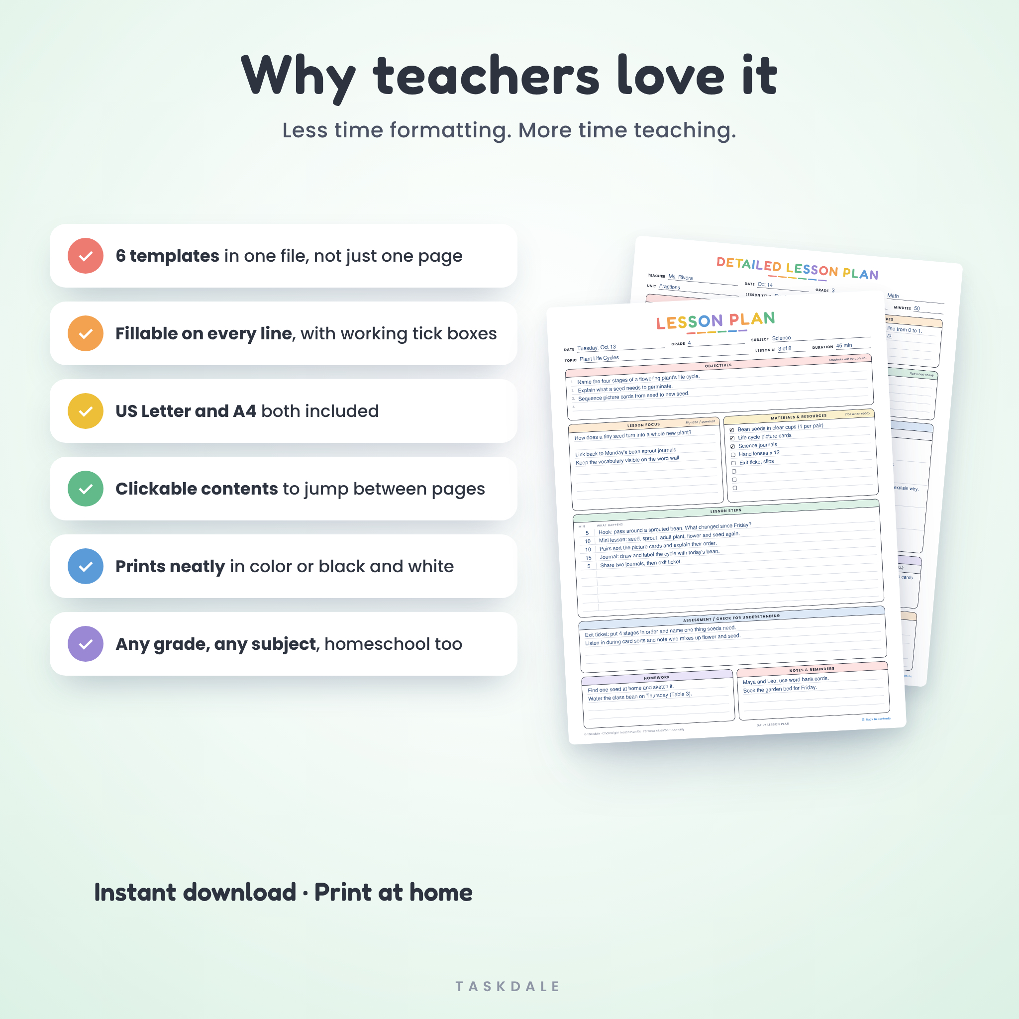 Why teachers like the fillable lesson plan template kit