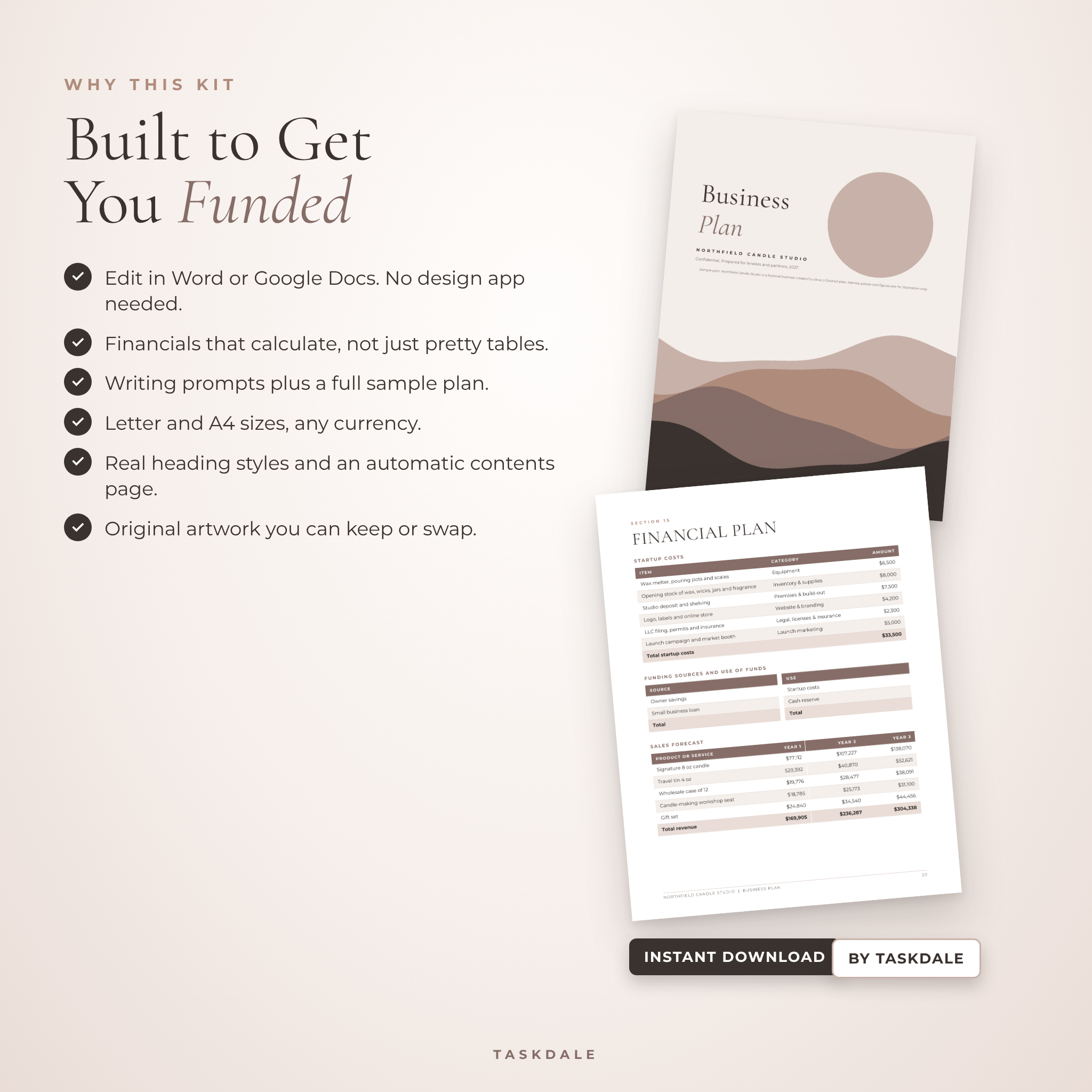 Editable business plan template for Word and Google Docs