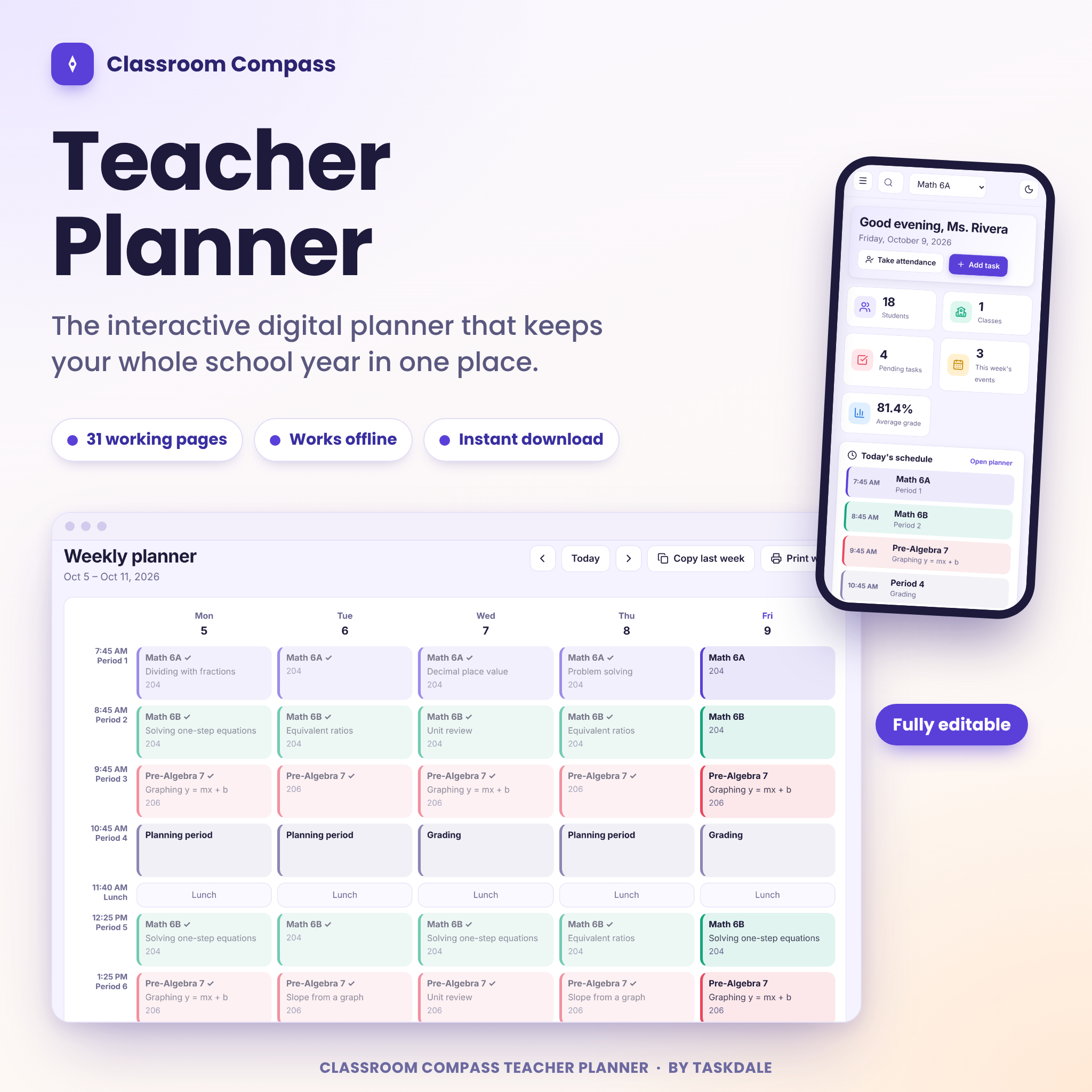 Classroom Compass Teacher Planner