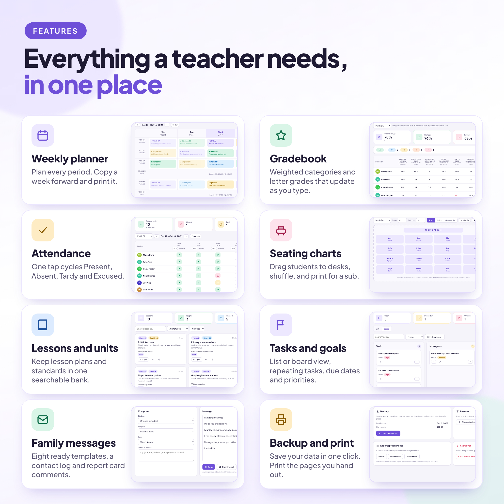 Classroom Compass Digital Teacher Planner | Lesson Plans, Gradebook, Attendance and Seating Charts - Image 2