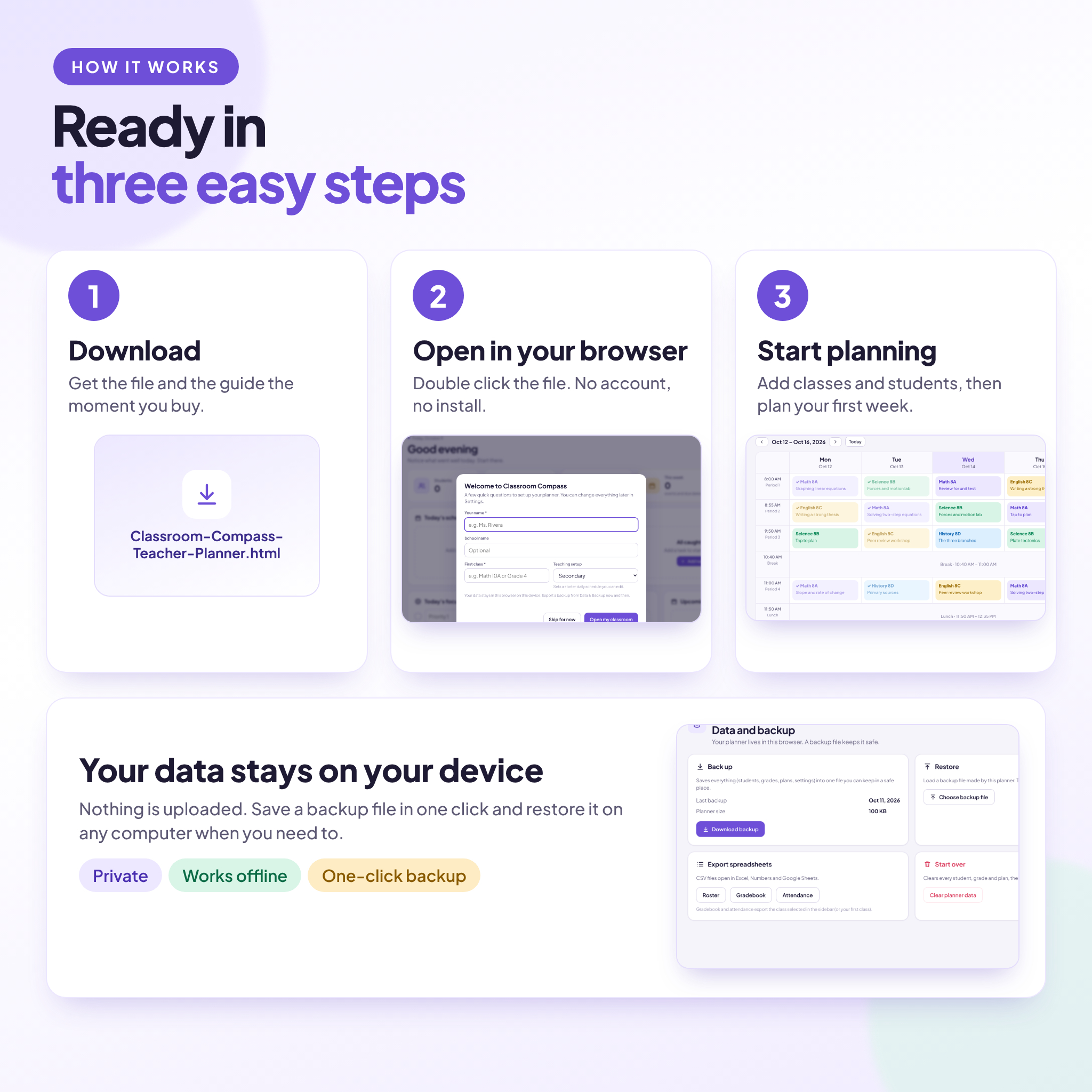 Classroom Compass Digital Teacher Planner | Lesson Plans, Gradebook, Attendance and Seating Charts - Image 6