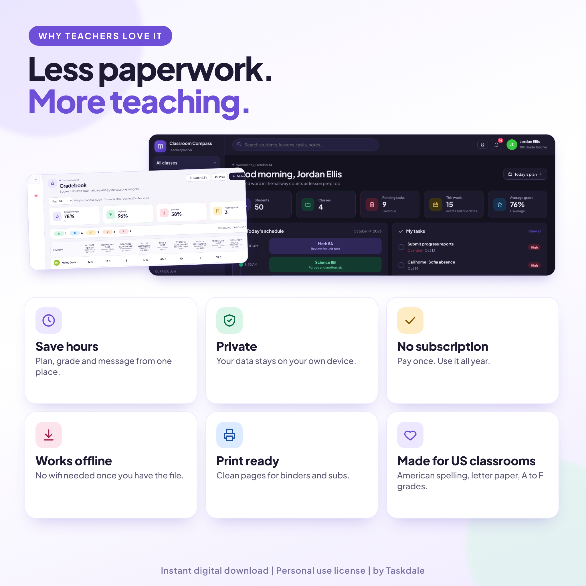 Classroom Compass Digital Teacher Planner | Lesson Plans, Gradebook, Attendance and Seating Charts - Image 8
