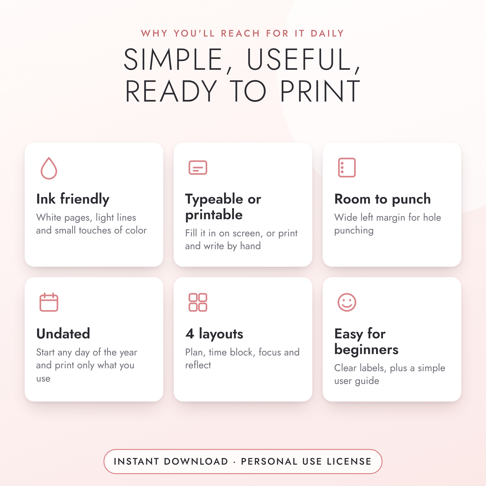 Benefits of the Clear Day printable daily planner