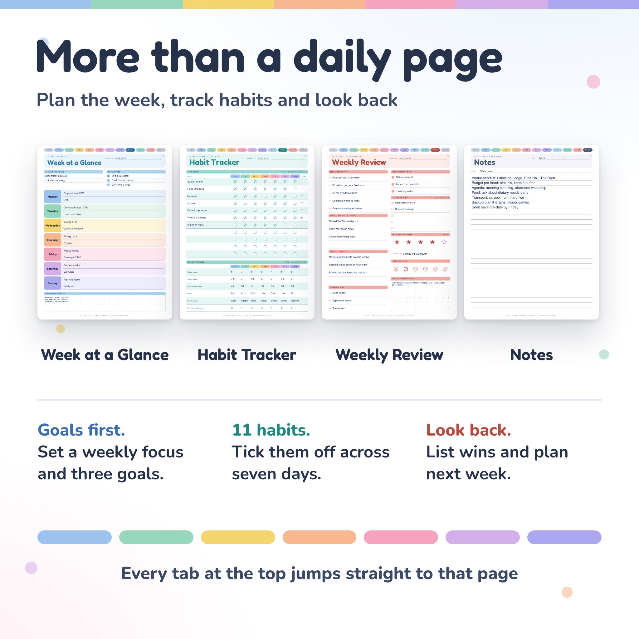 Daily Rainbow Planner | Fillable Daily Planner PDF, Printable 7-Day Schedule, To-Do List and Habit Tracker (Letter, A4, A5) - Image 4