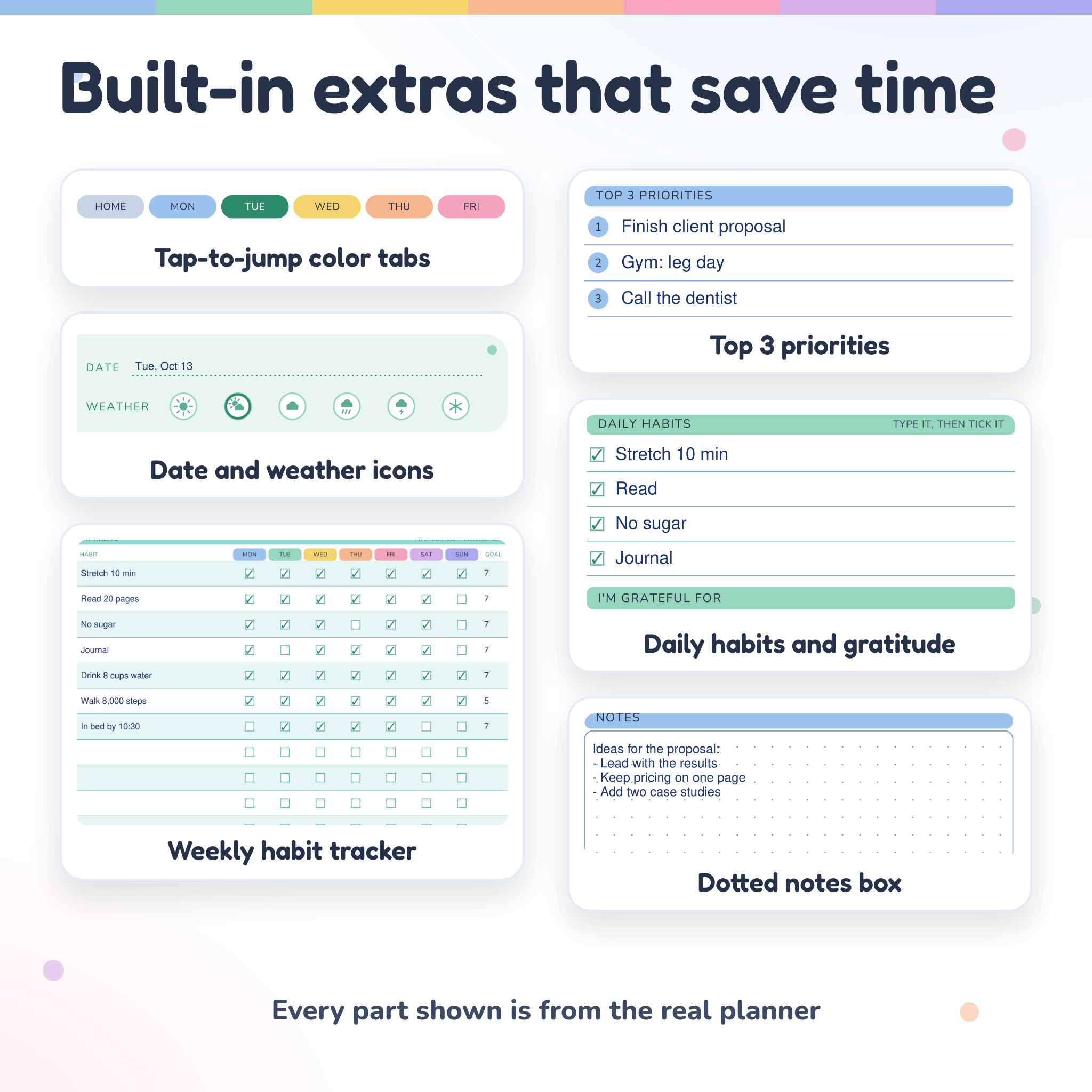 Daily Rainbow Planner | Fillable Daily Planner PDF, Printable 7-Day Schedule, To-Do List and Habit Tracker (Letter, A4, A5) - Image 7