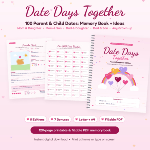 Date Days Together 100 dates with kids memory book with spiral cover and date pages