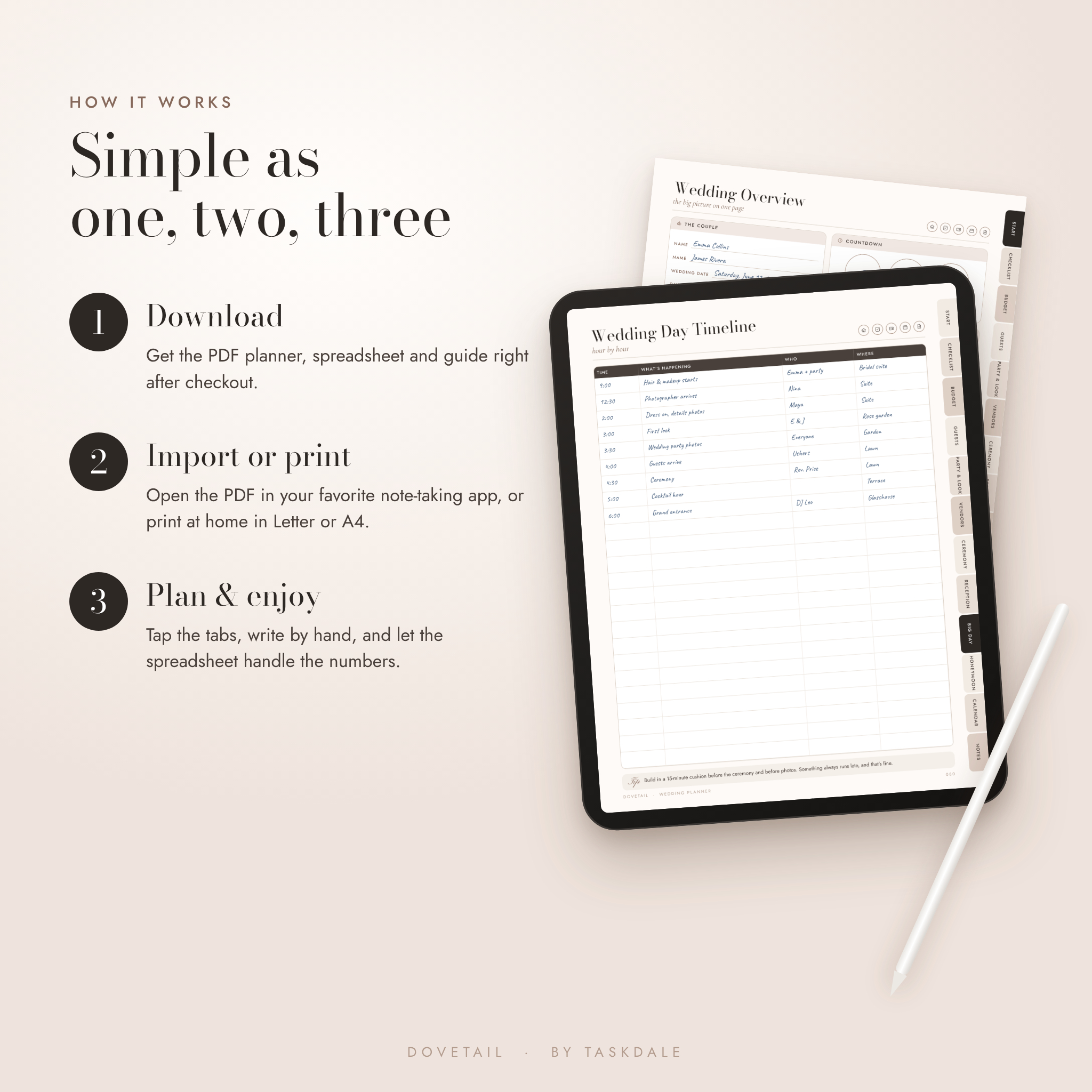 How the digital wedding planner works in three steps