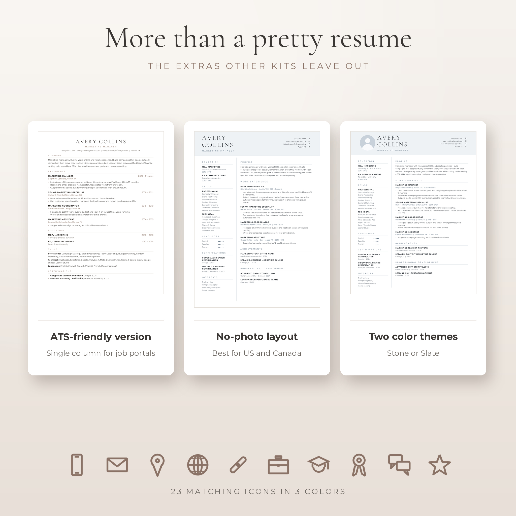 ATS resume, no-photo resume and two color themes