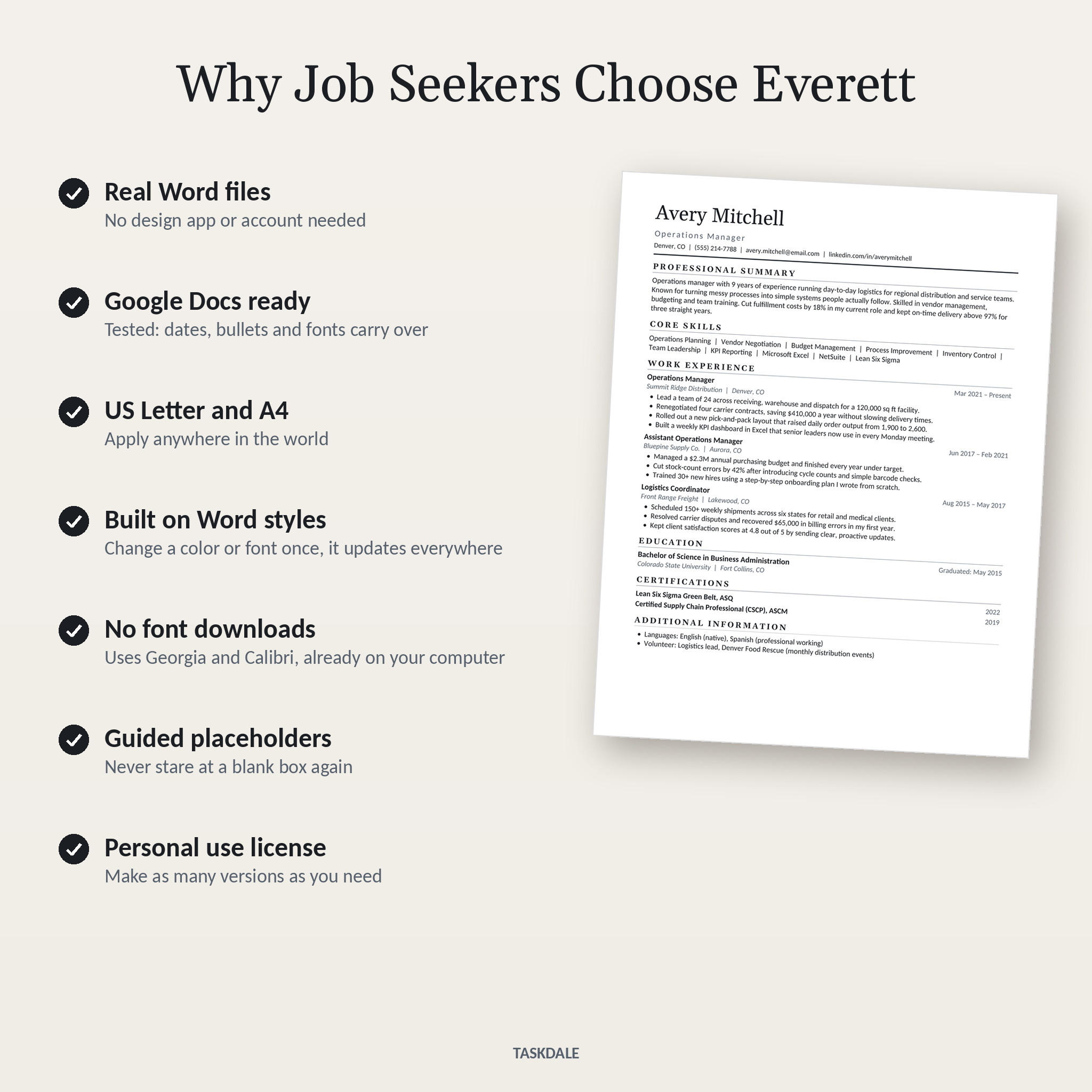 Benefits of the Everett ATS resume template kit