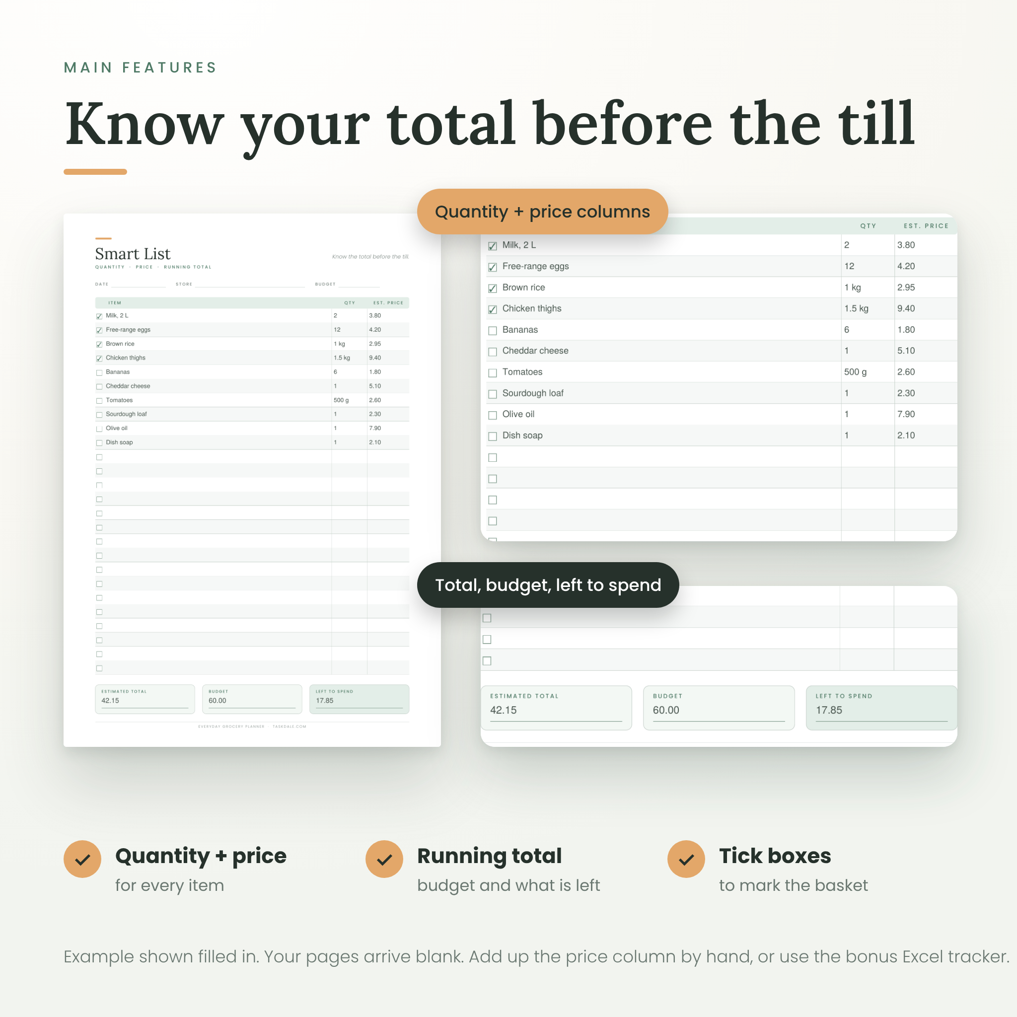 Printable Grocery List Template Bundle, Fillable Shopping - preview 3