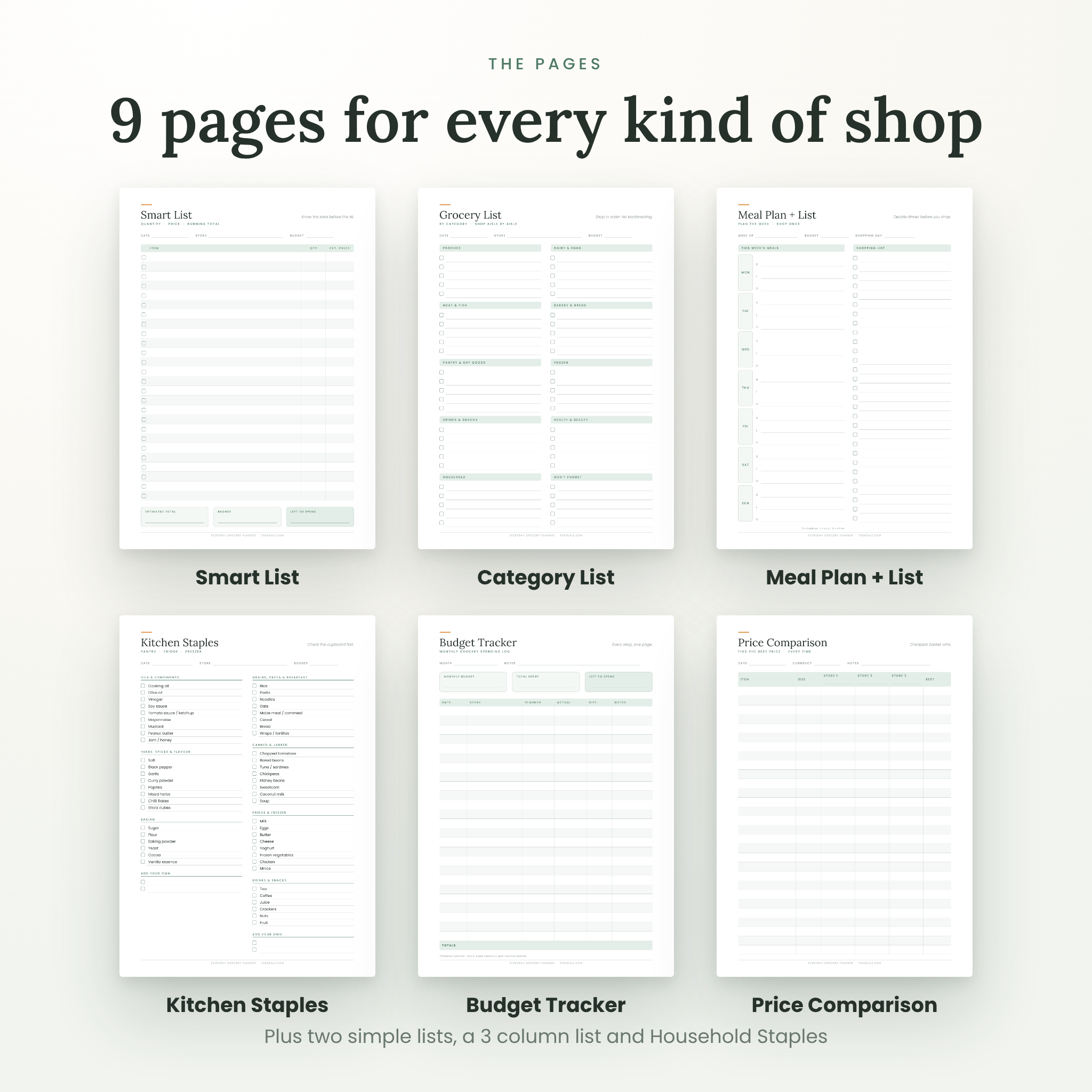 Printable Grocery List Template Bundle, Fillable Shopping - preview 4
