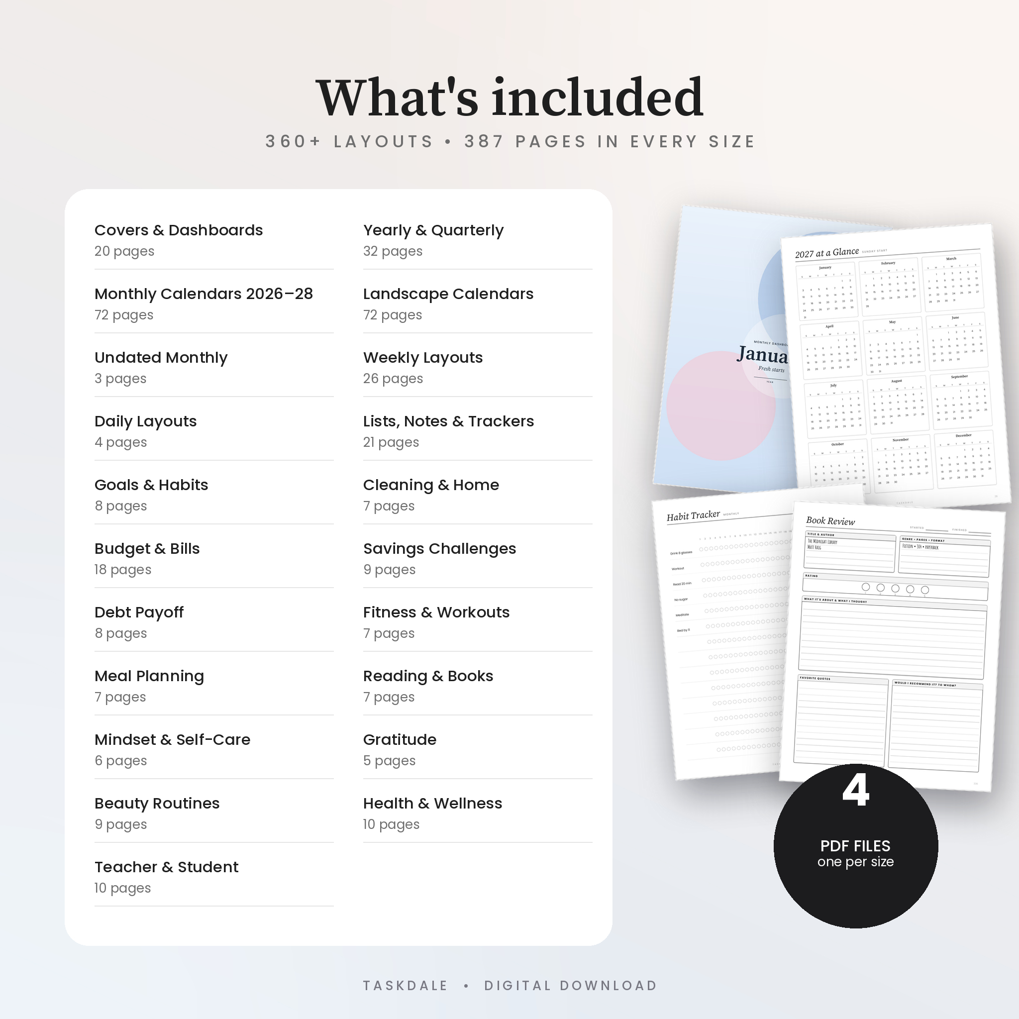 The Everyday Planner Kit | 387 Printable & Fillable Planner Pages, Classic 7x9.25 Disc Planner Inserts, Letter & A4 PDF, 2026-2028 Dated Calendars - Image 3