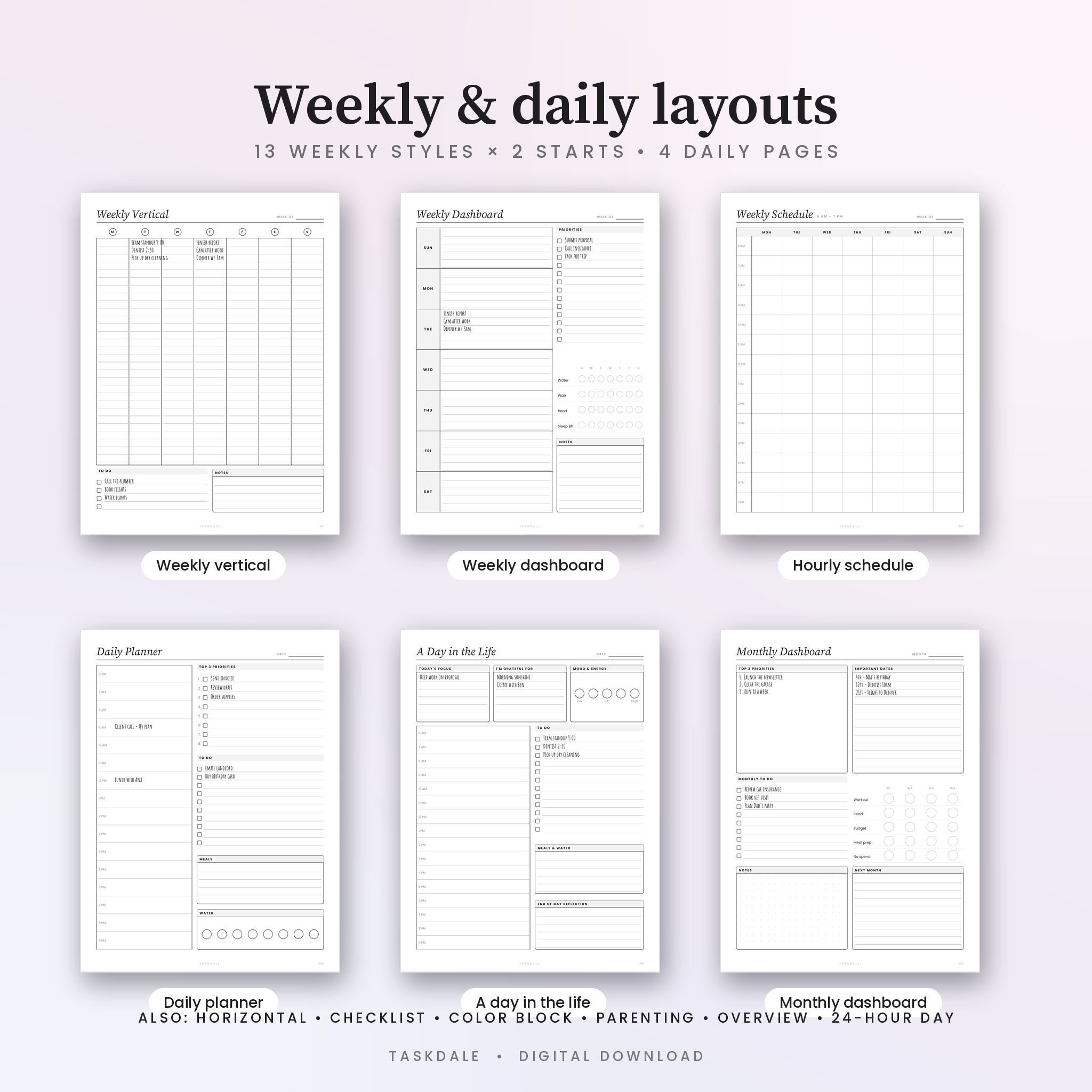 The Everyday Planner Kit | 387 Printable & Fillable Planner Pages, Classic 7x9.25 Disc Planner Inserts, Letter & A4 PDF, 2026-2028 Dated Calendars - Image 5