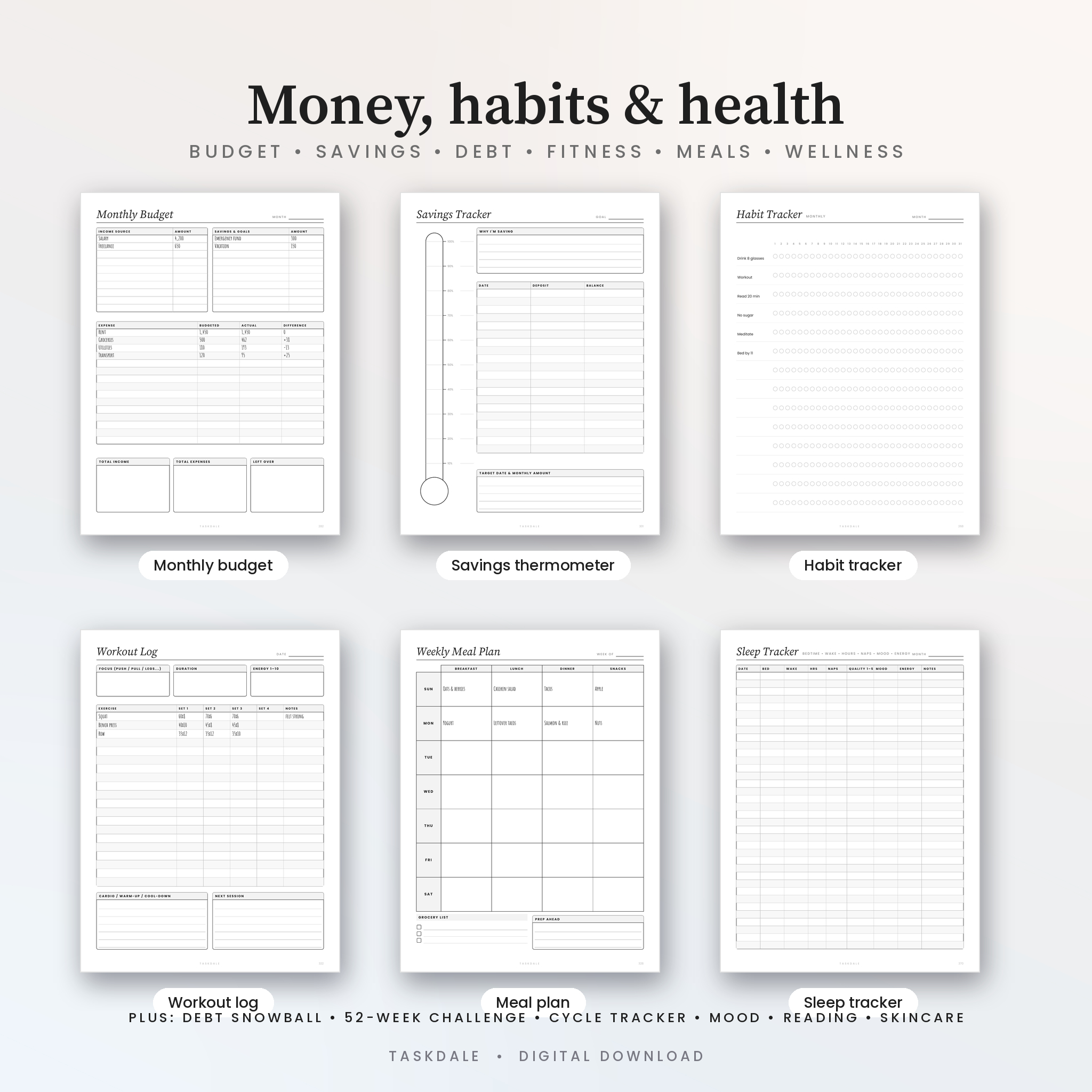 The Everyday Planner Kit | 387 Printable & Fillable Planner Pages, Classic 7x9.25 Disc Planner Inserts, Letter & A4 PDF, 2026-2028 Dated Calendars - Image 7