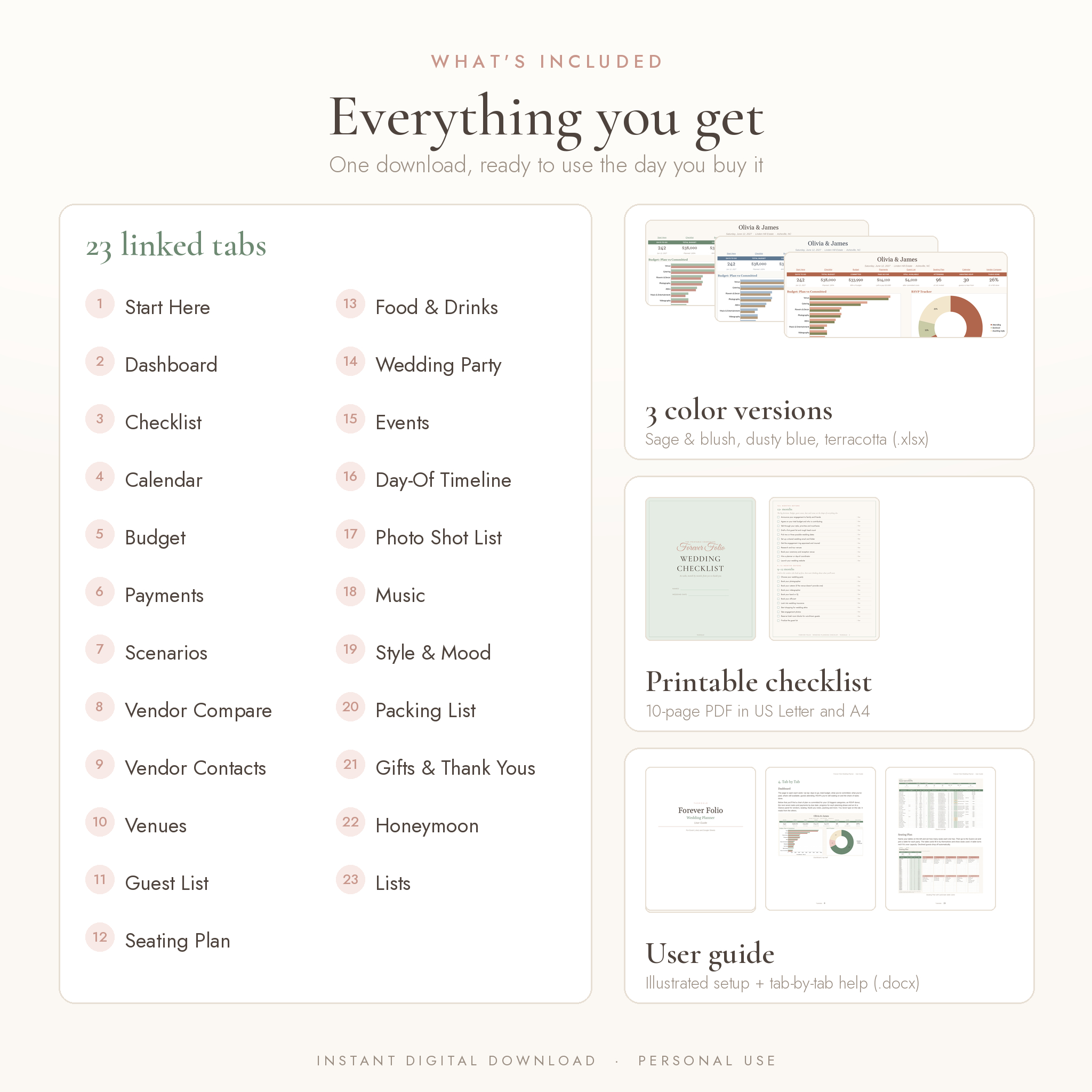 What is included in the Forever Folio wedding planner
