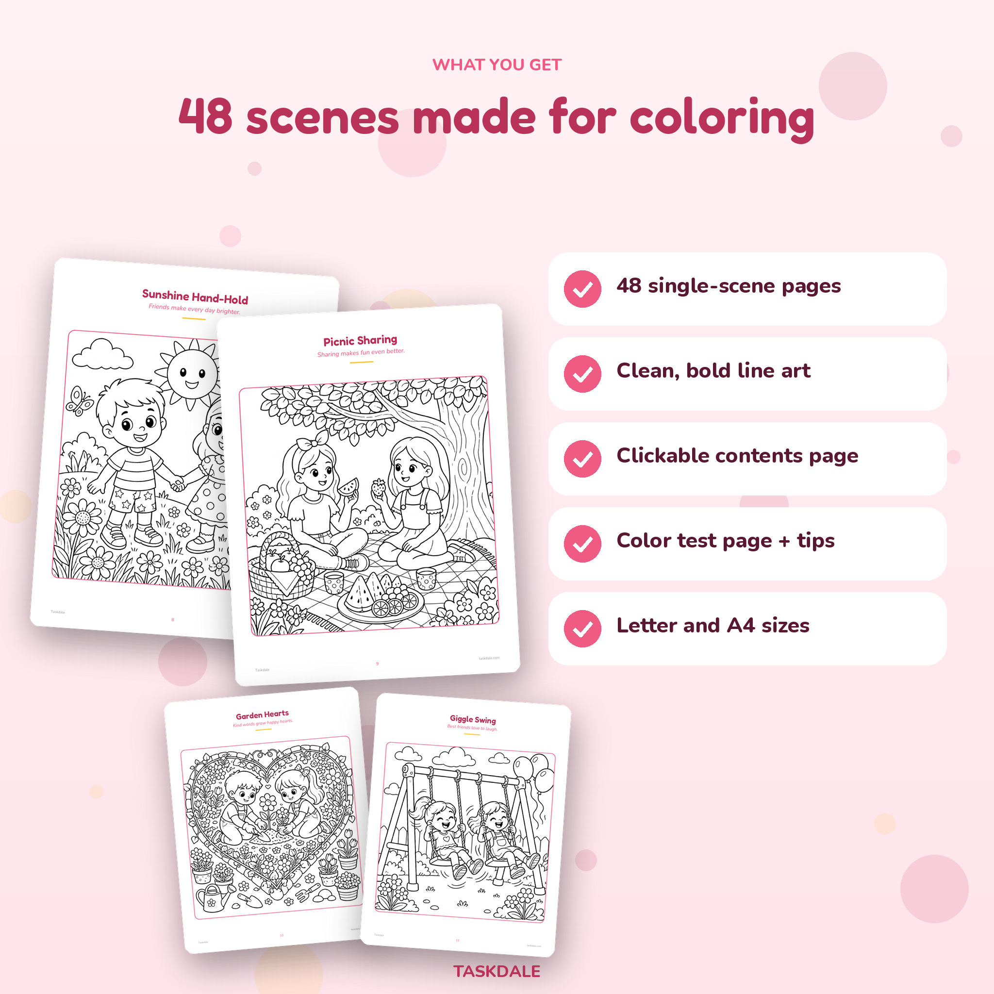Friendship Fun Coloring Book printable PDF listing image