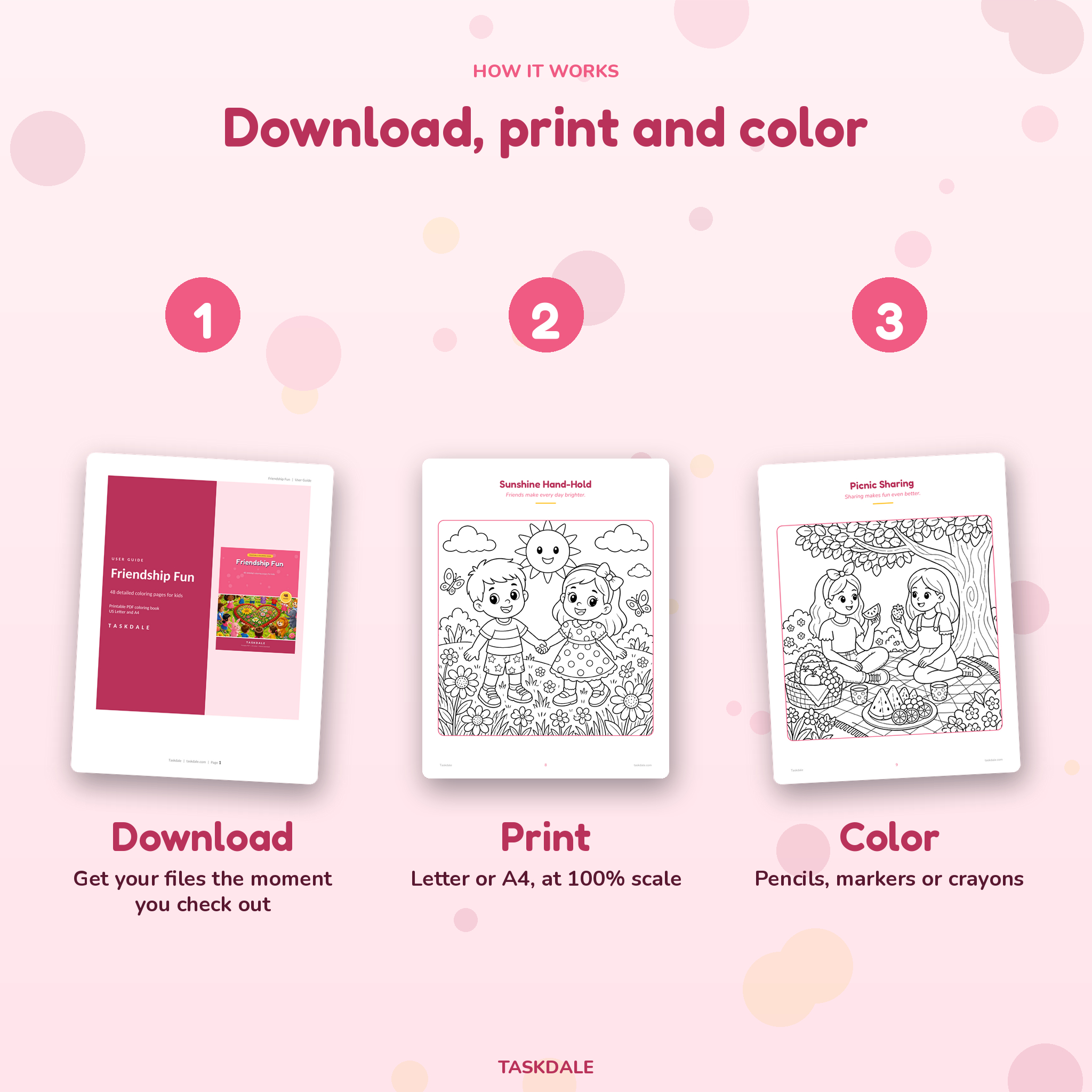 Friendship Fun Coloring Book printable PDF listing image