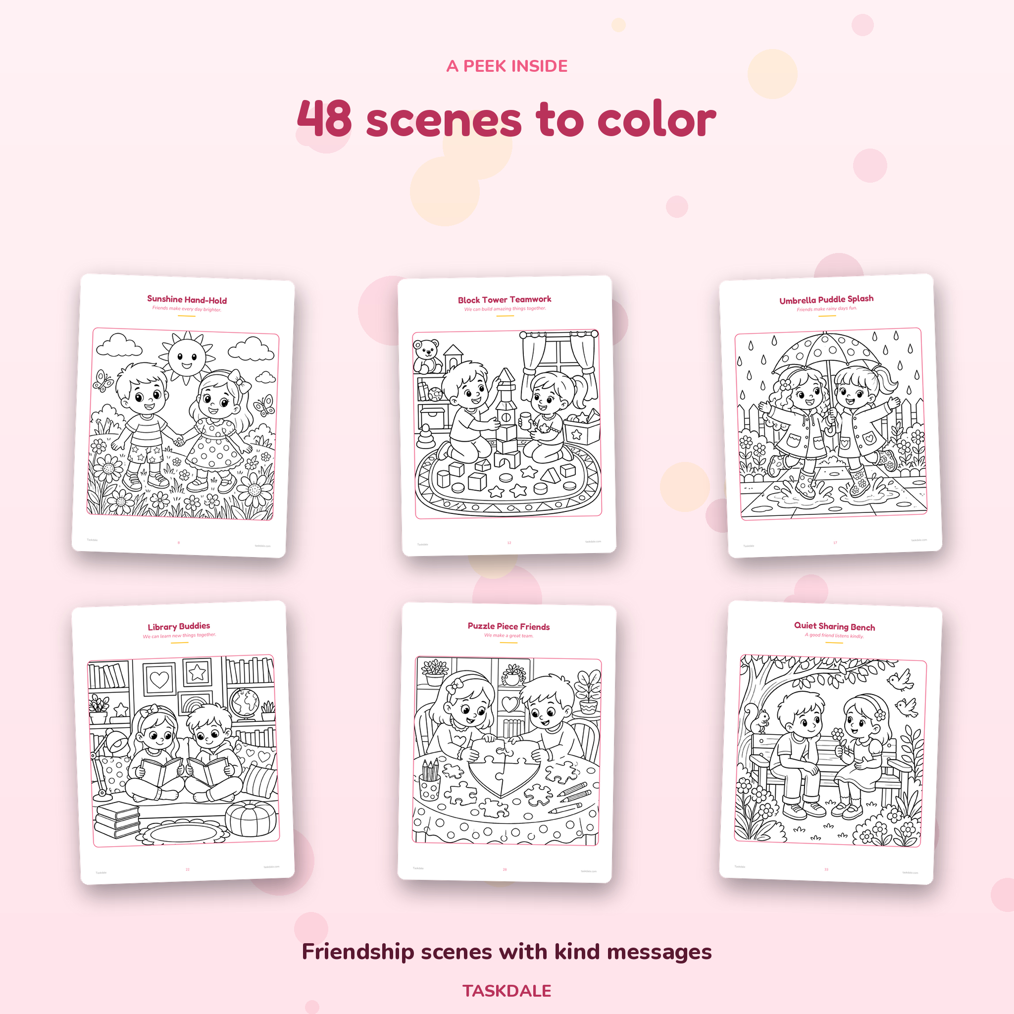 Friendship Fun Coloring Book printable PDF listing image
