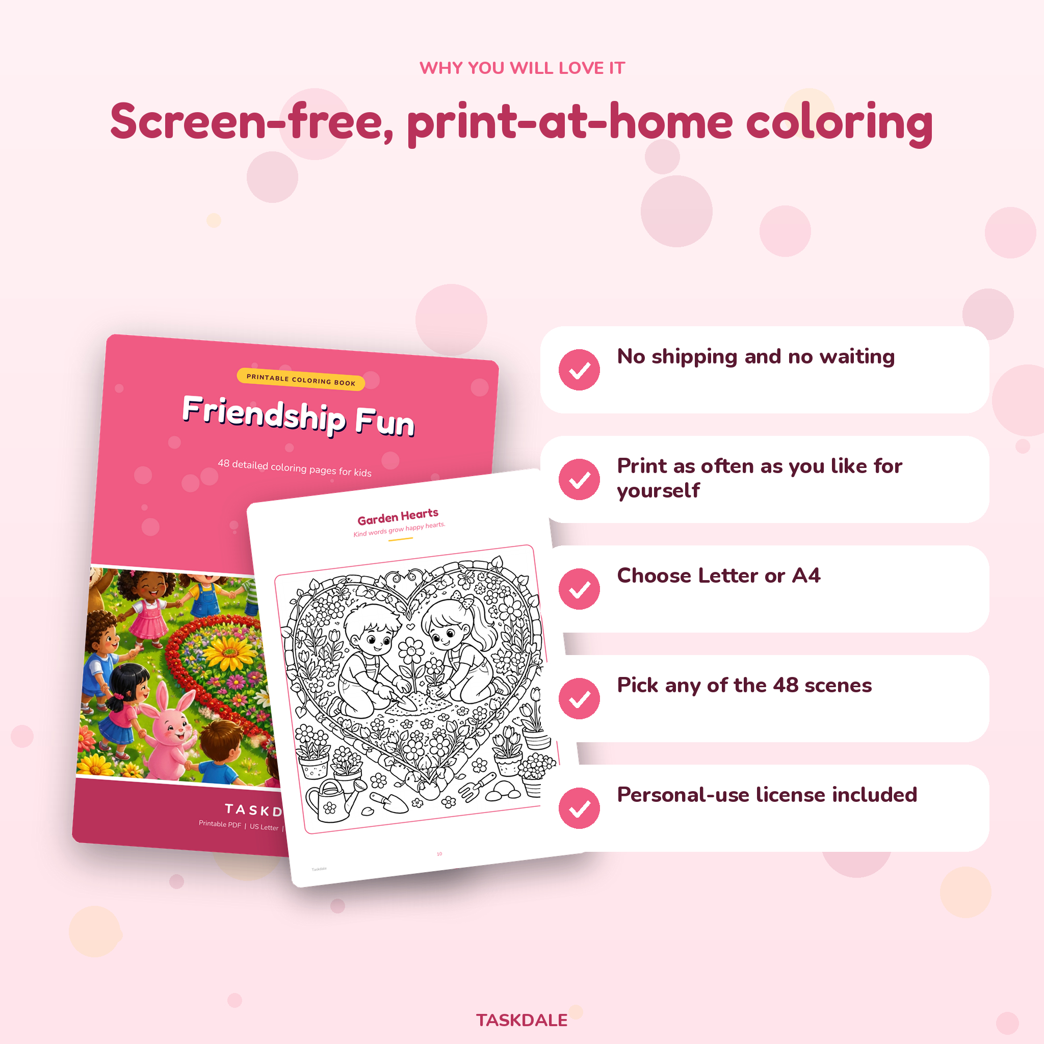 Friendship Fun Coloring Book printable PDF listing image