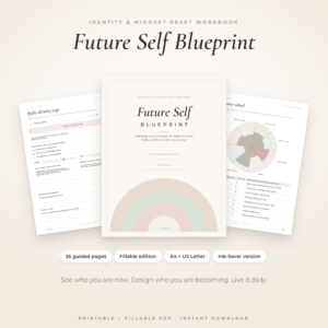 Future Self Blueprint identity shift workbook printable and fillable PDF pages