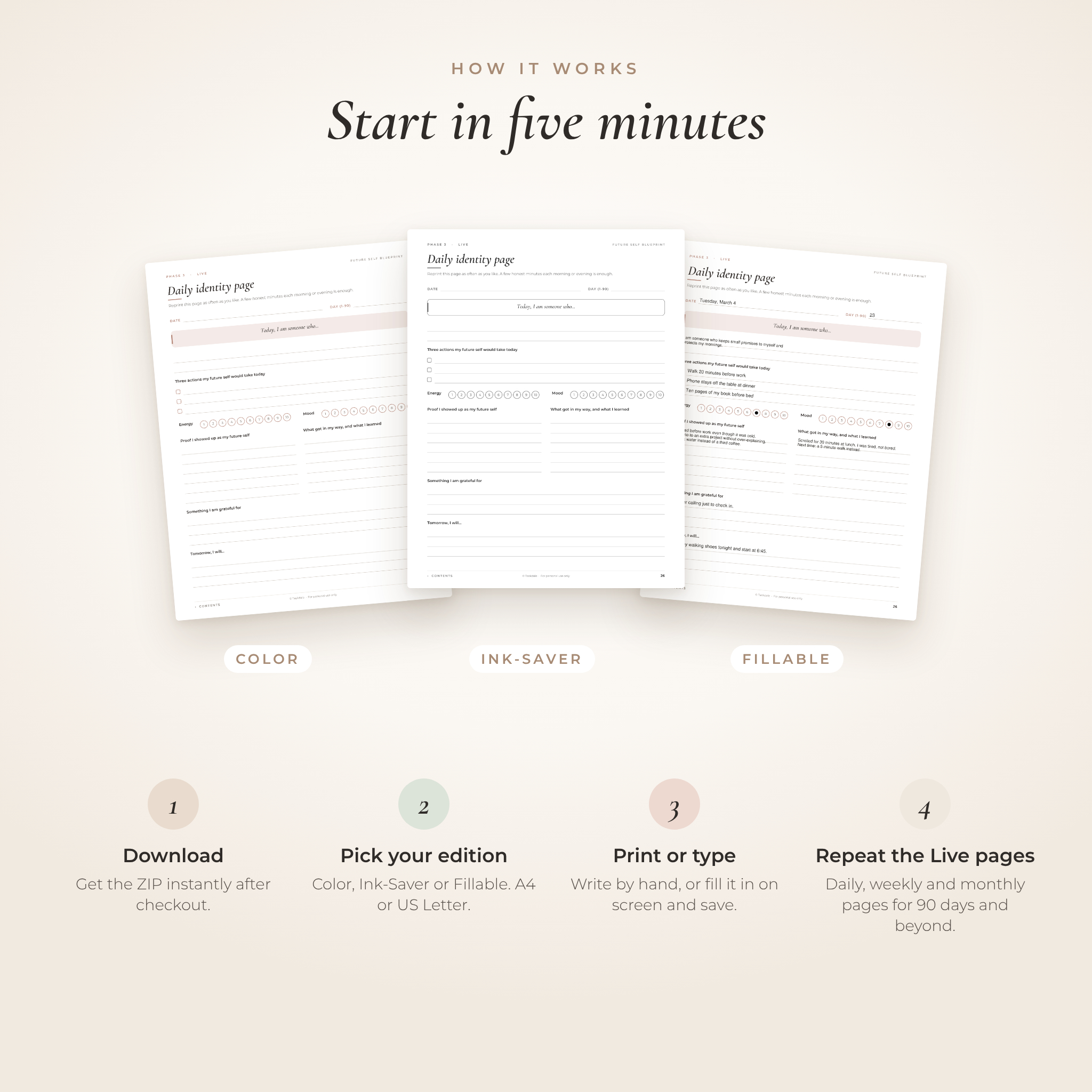 Future Self Blueprint Workbook | Printable & Fillable Identity Shift Journal, Mindset Reset & Self Improvement Workbook with Habit Tracker | US Letter & A4 PDF - Image 6