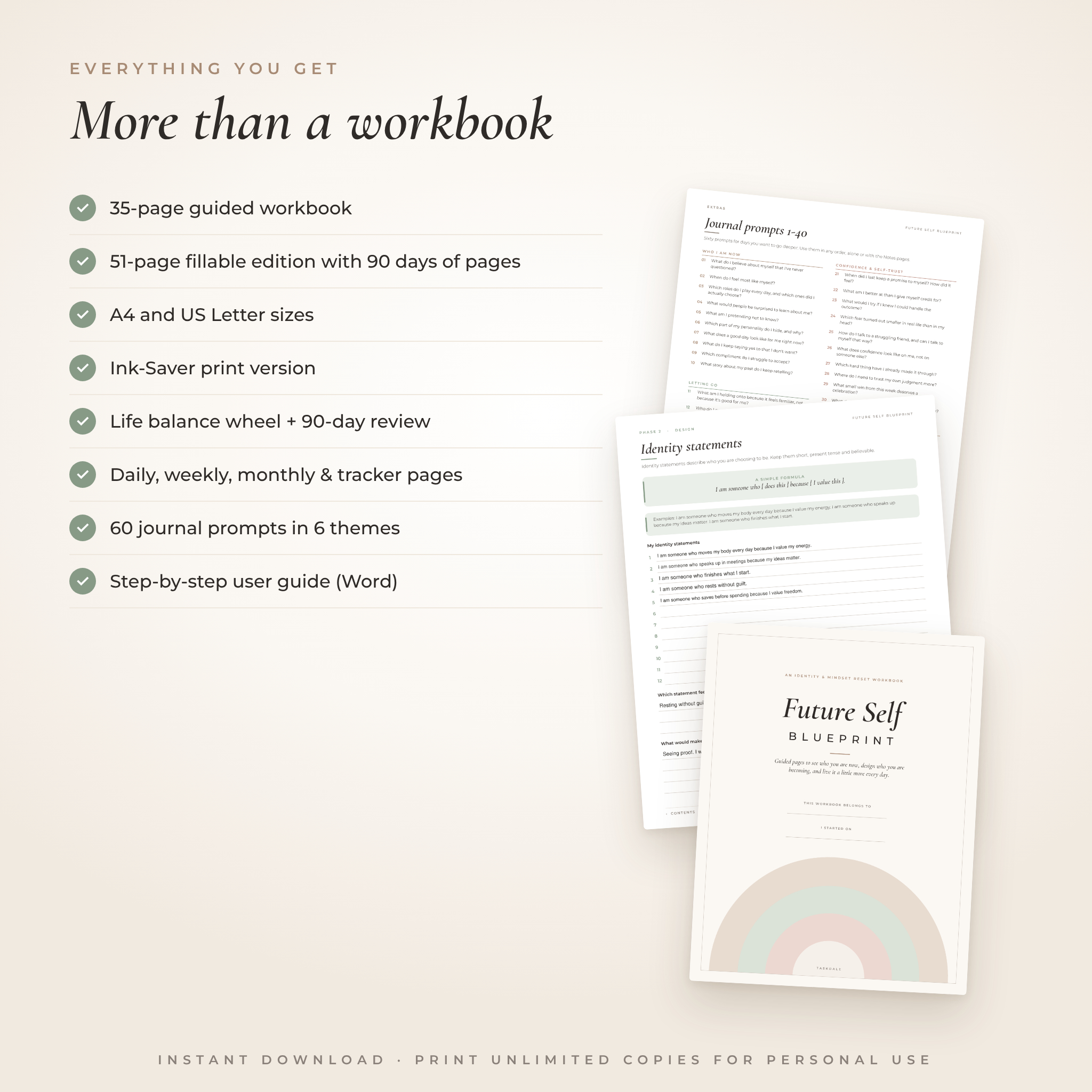 Future Self Blueprint Workbook | Printable & Fillable Identity Shift Journal, Mindset Reset & Self Improvement Workbook with Habit Tracker | US Letter & A4 PDF - Image 8