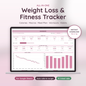 Glow Goals weight loss and fitness tracker spreadsheet for Google Sheets