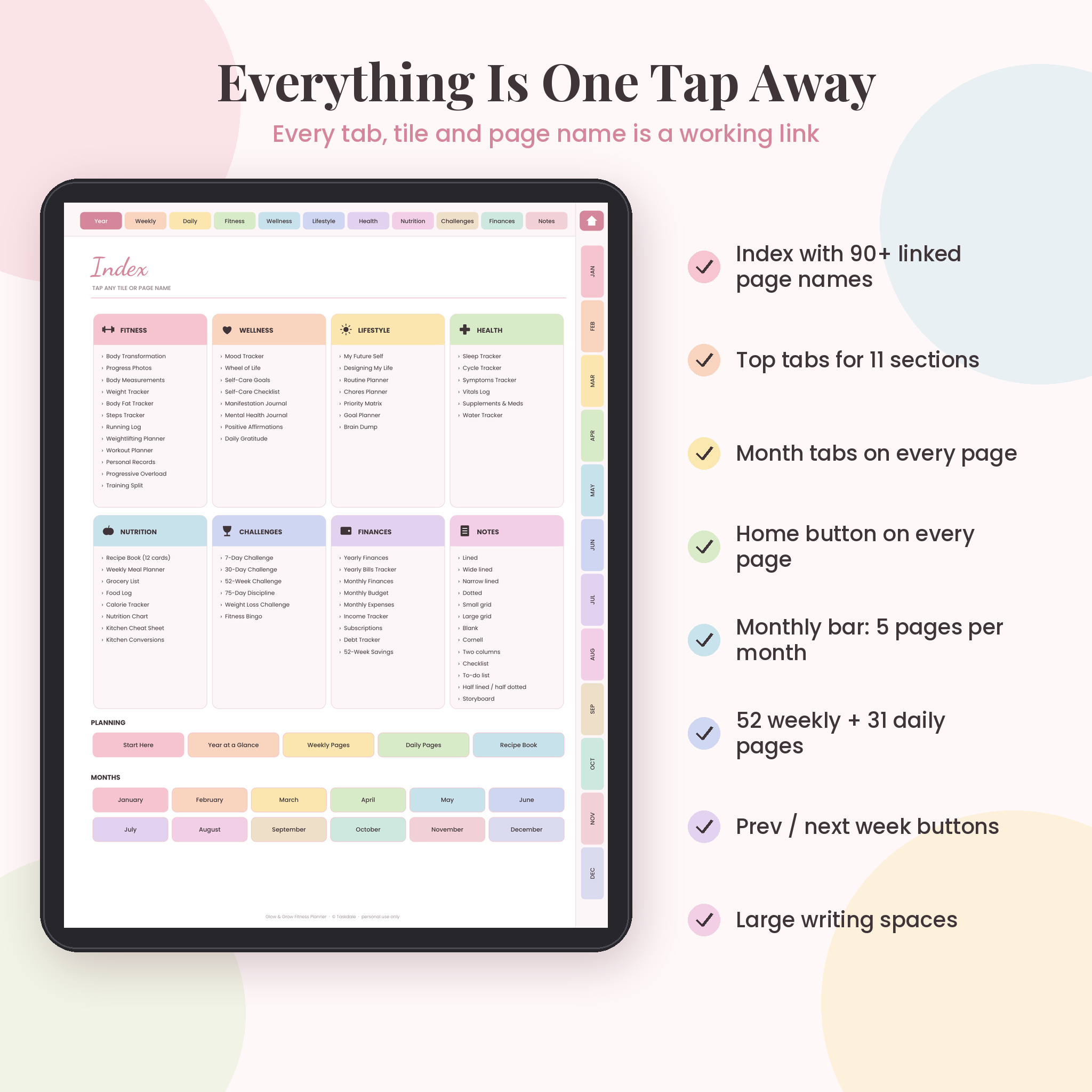 Glow & Grow Digital Fitness Planner | Undated Workout, Wellness & Weight Loss Planner | GoodNotes, Notability, iPad, Android & Printable - Image 2