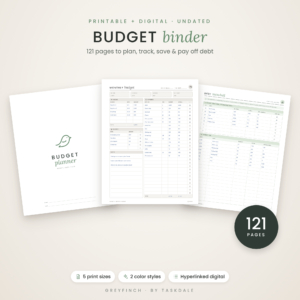 Greyfinch Budget Binder printable and digital budget planner, 121 pages