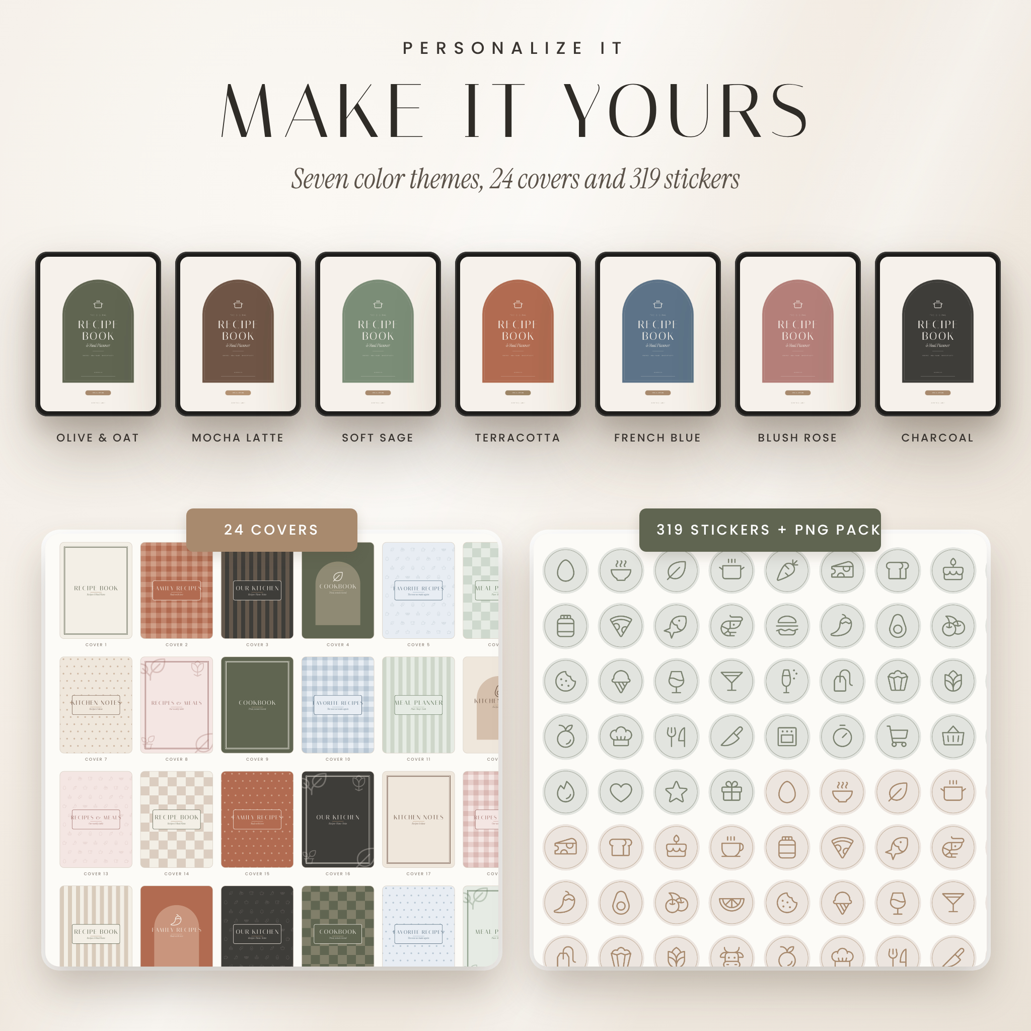 Seven color themes, 24 covers and 319 digital stickers