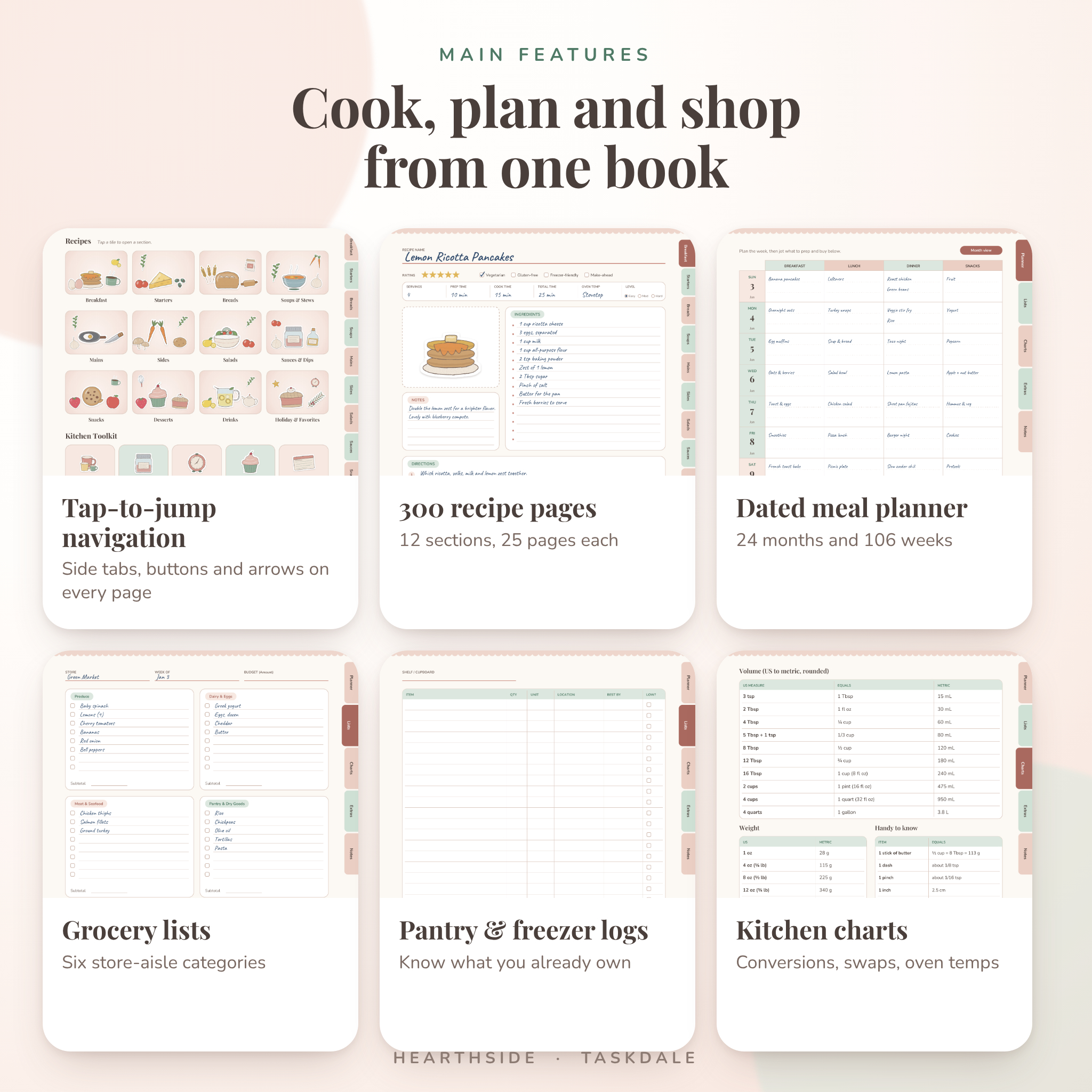 Hearthside Digital Recipe Book & Meal Planner | Hyperlinked PDF with 2027-2028 Dated Planner - Image 2