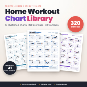 Home Workout Chart Library printable exercise charts with 320 exercises