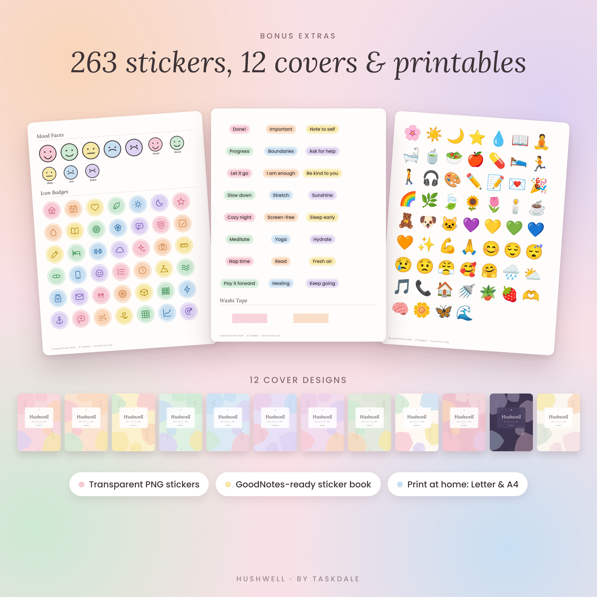 Mental Health Digital Planner | Hushwell Self-Care Journal for GoodNotes & iPad – 2027 + Undated, Mood Tracker, Therapy & Anxiety Journal - Image 7