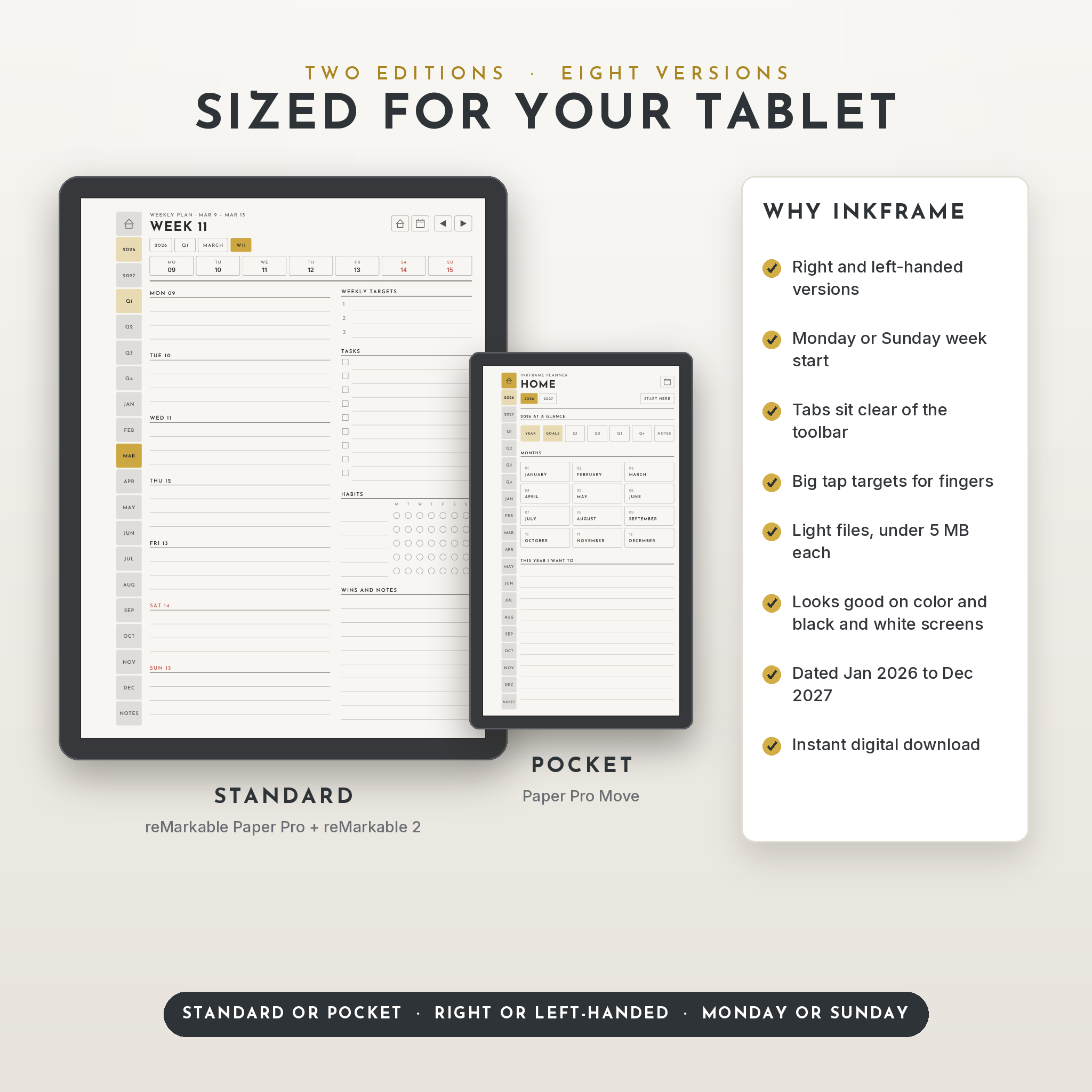 Standard and Pocket editions for reMarkable Paper Pro, reMarkable 2 and Paper Pro Move