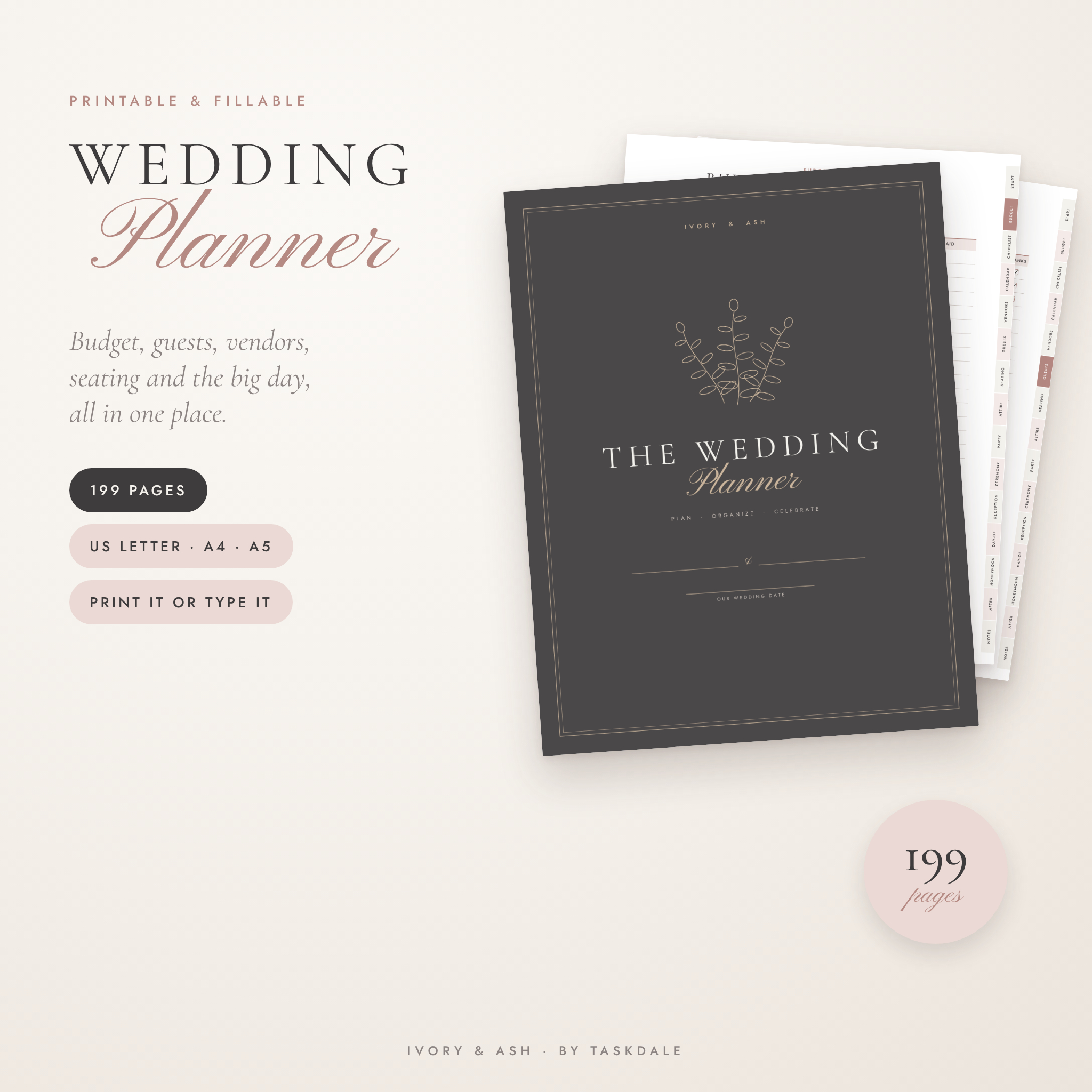 Ivory & Ash printable wedding planner 01