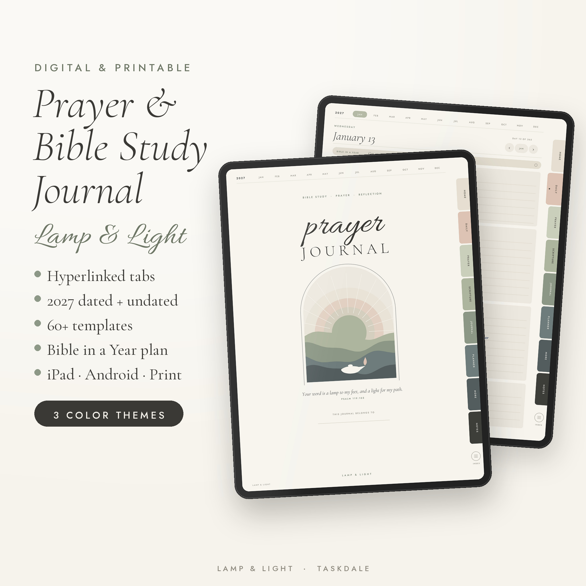 Lamp & Light digital prayer journal and Bible study planner on iPad