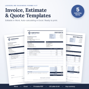Ledgerline editable invoice, estimate and quote templates for Word and Excel