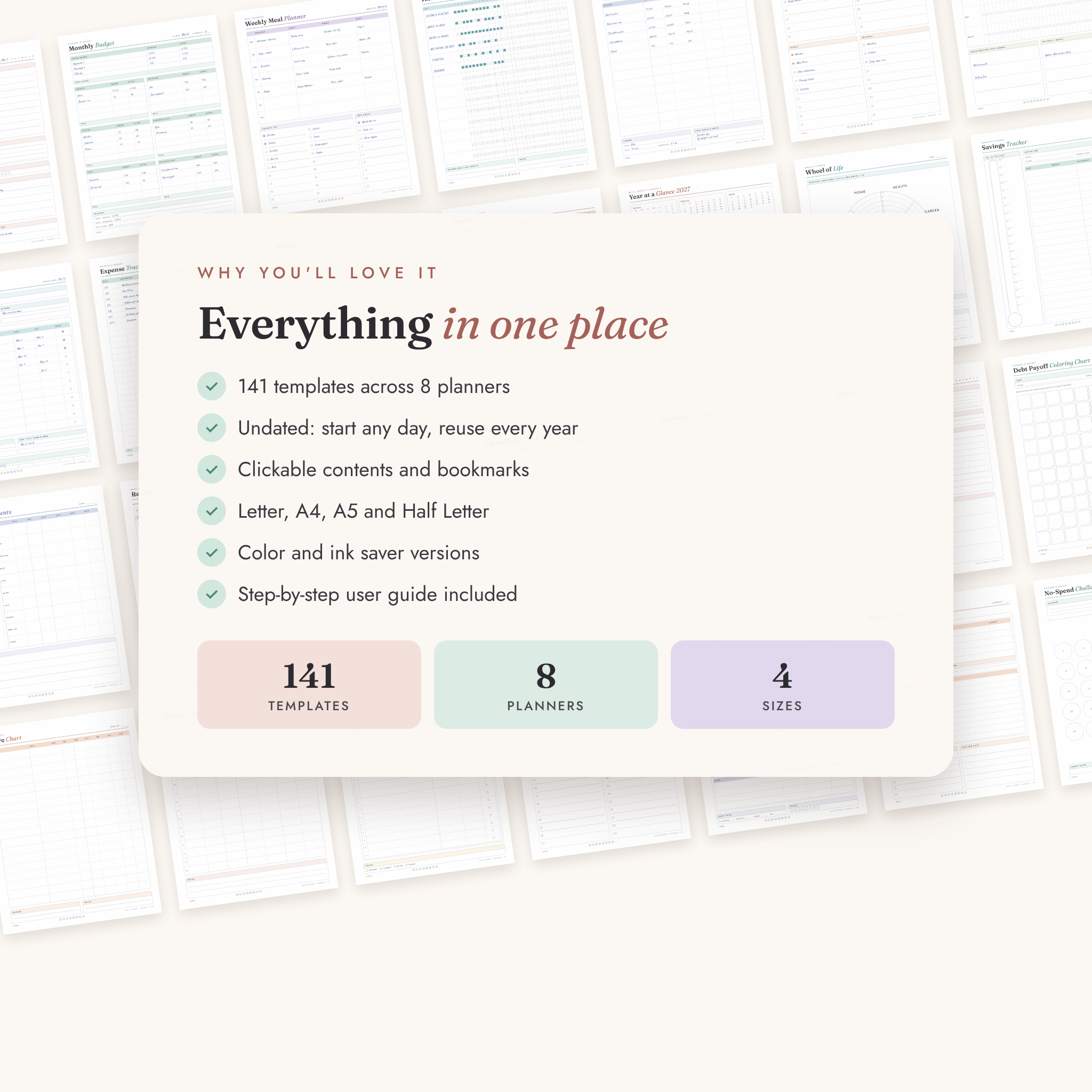 Summary of what is included in the Life in Order planner bundle