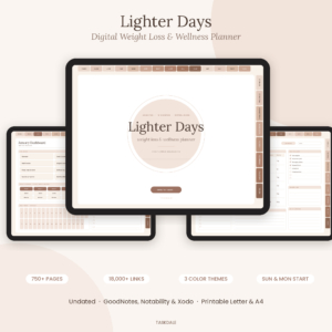 Lighter Days digital weight loss planner on iPad