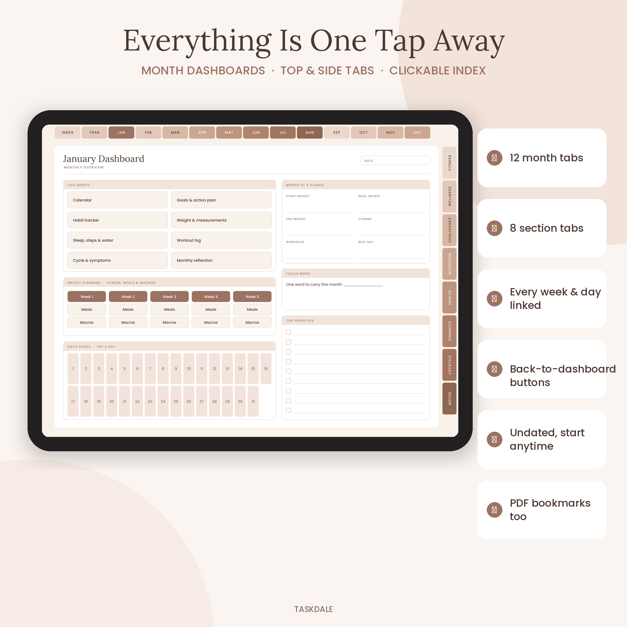 Lighter Days Digital Weight Loss Planner | Undated Hyperlinked Fitness, Meal & Calorie Tracker | GoodNotes, Notability, iPad, Android & Printable - Image 2