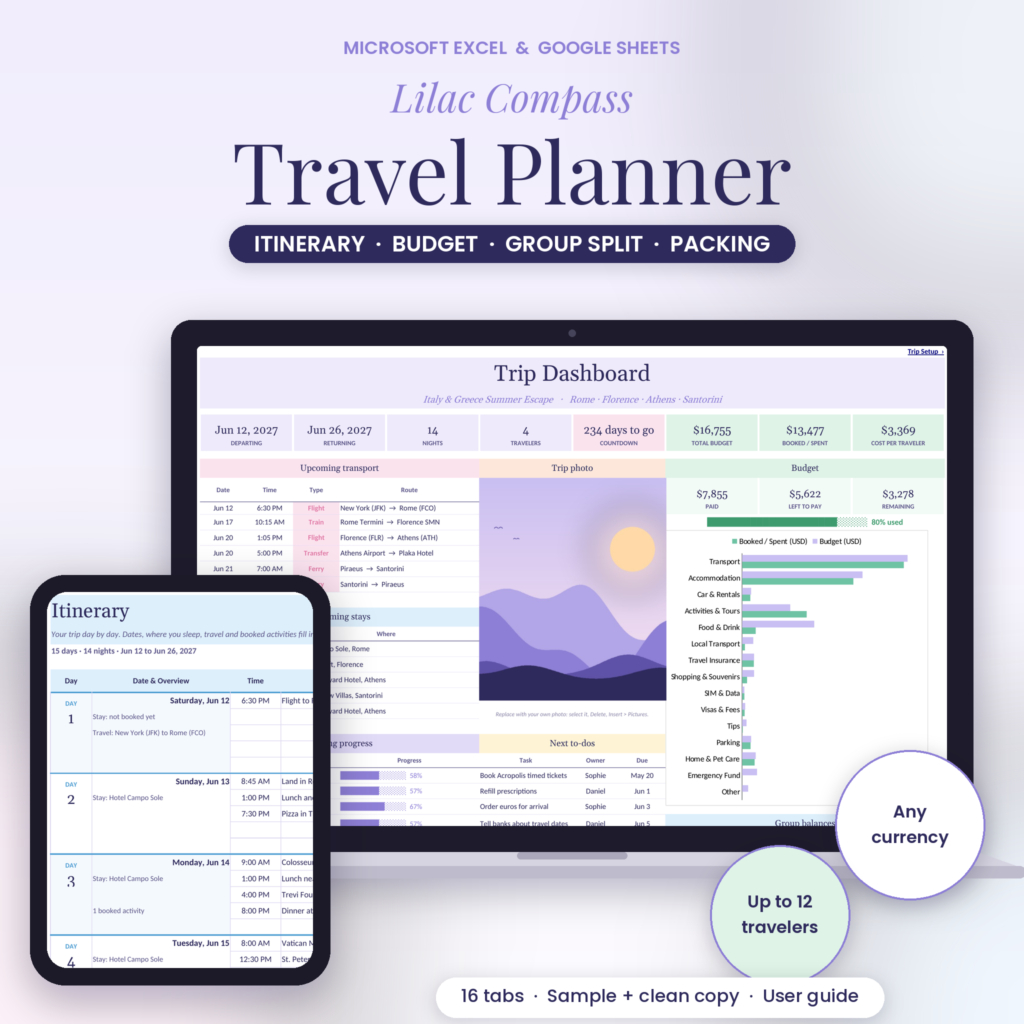 Lilac Compass Travel Planner