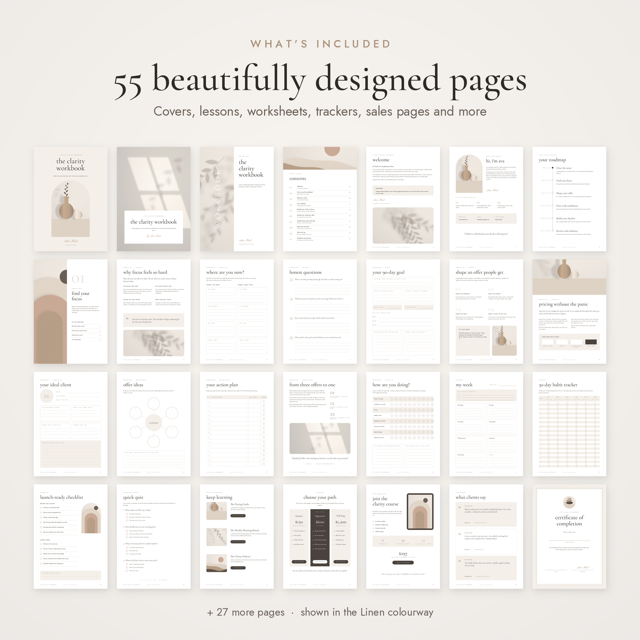 55 page ebook workbook template overview