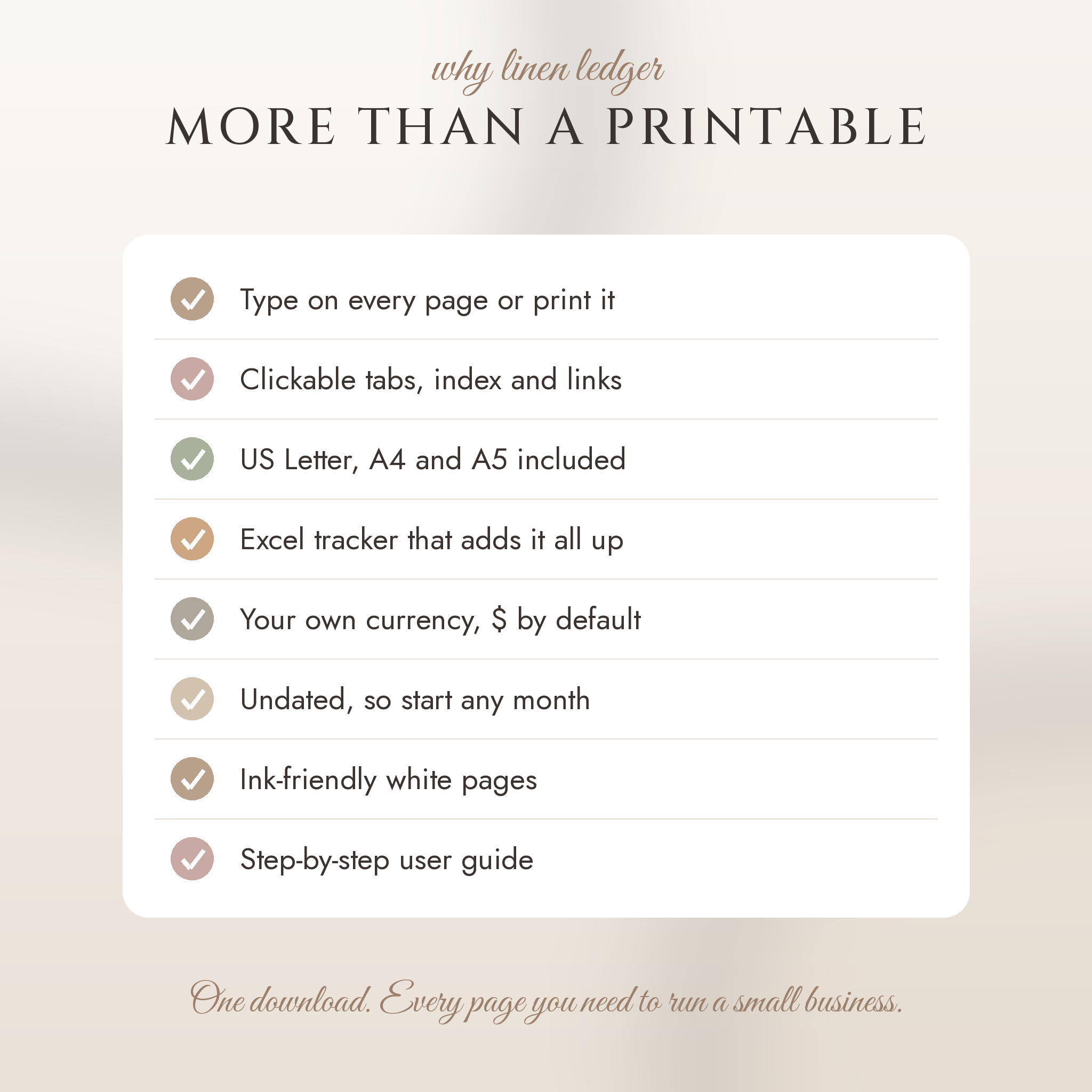 What you get with the Linen Ledger business planner